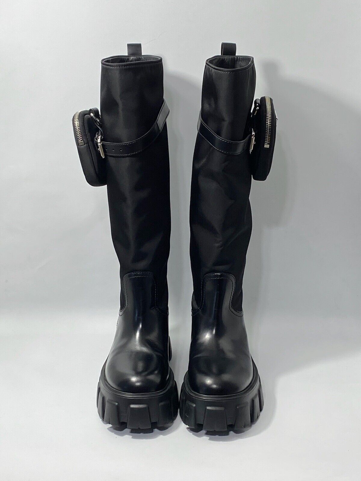 Prada Monolith Re-Nylon Gabardine Knee High Boots with Pouch Size US 5.5 / IT 35.5 - 3 Thumbnail