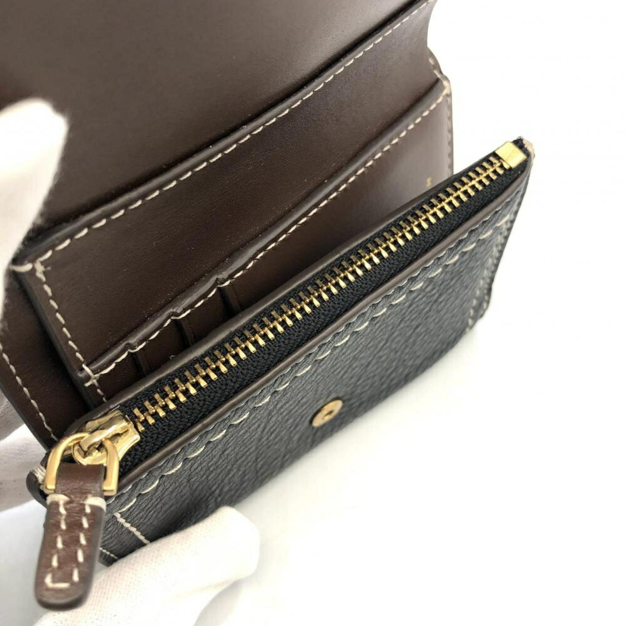 Tory Burch TORY BURCH Leather Felix Tri-fold Wallet Black Tory Burch Size ONE SIZE - 8 Thumbnail