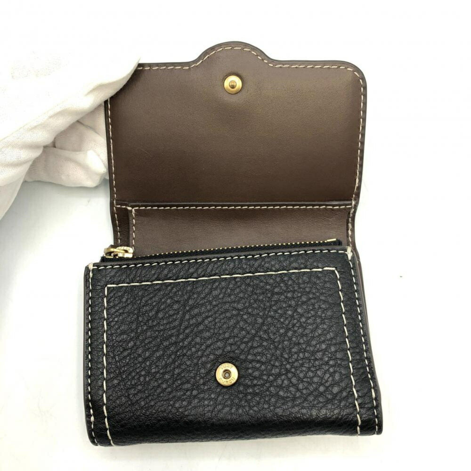 Tory Burch TORY BURCH Leather Felix Tri-fold Wallet Black Tory Burch Size ONE SIZE - 4 Thumbnail