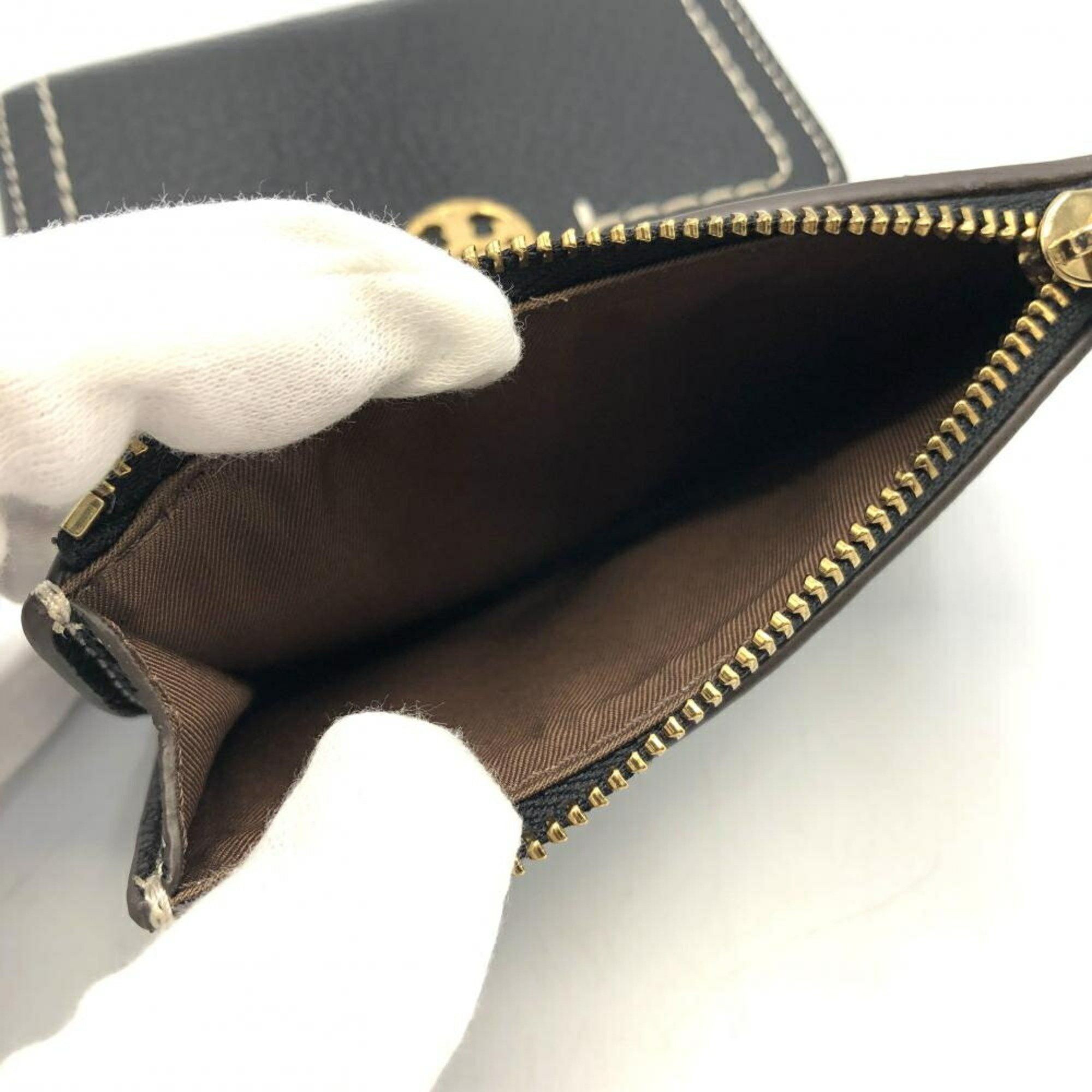 Tory Burch TORY BURCH Leather Felix Tri-fold Wallet Black Tory Burch Size ONE SIZE - 7 Thumbnail