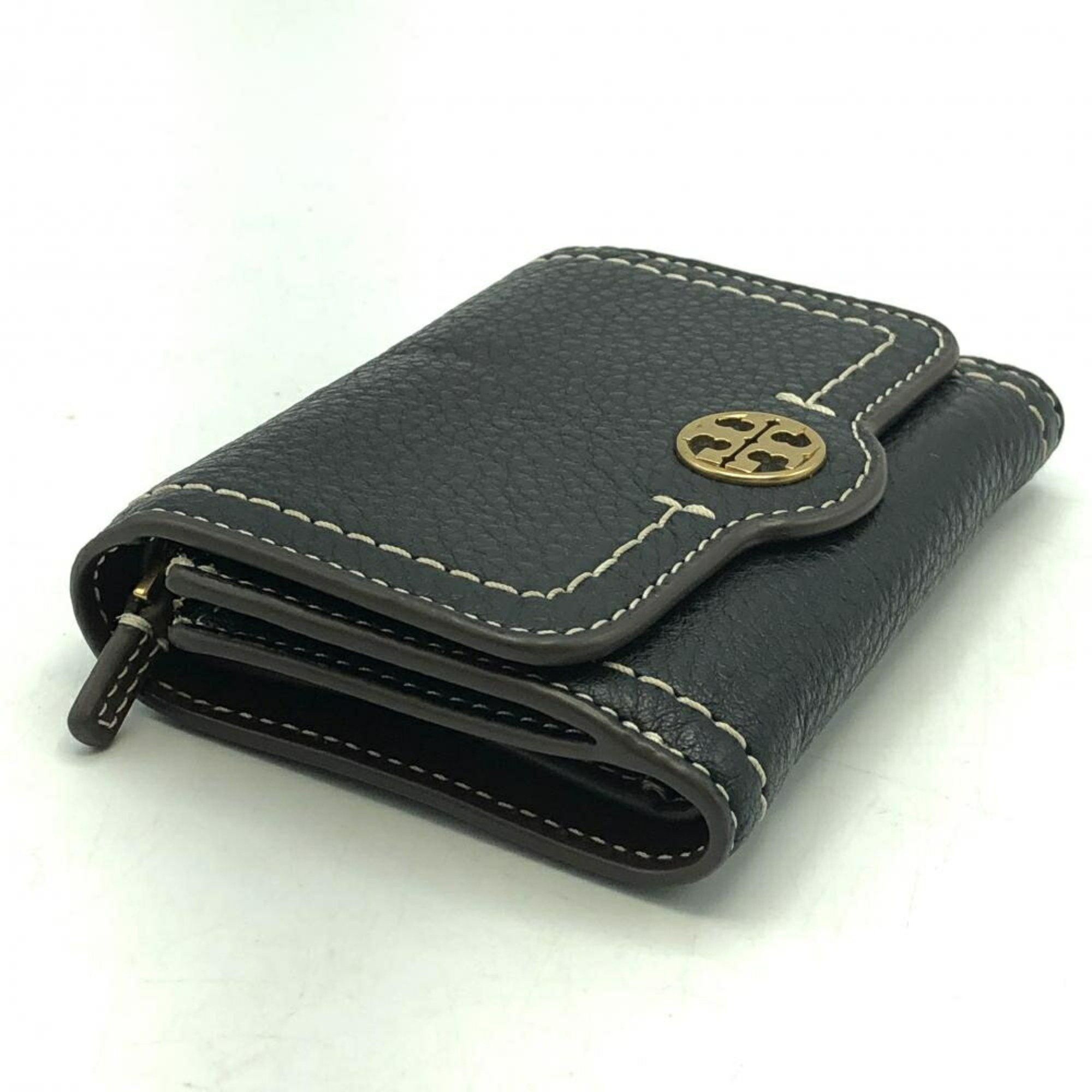 Tory Burch TORY BURCH Leather Felix Tri-fold Wallet Black Tory Burch Size ONE SIZE - 3 Thumbnail