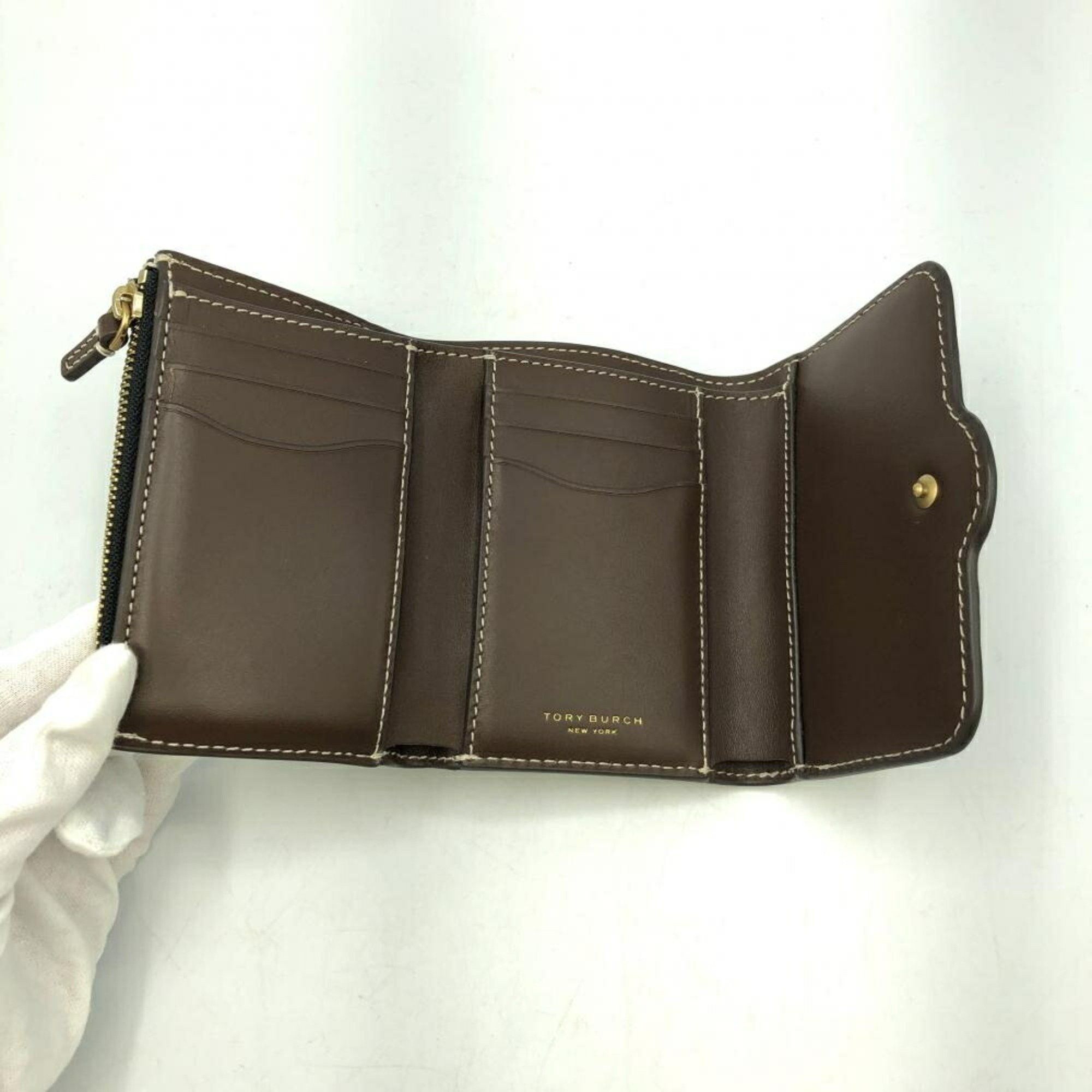Tory Burch TORY BURCH Leather Felix Tri-fold Wallet Black Tory Burch Size ONE SIZE - 5 Thumbnail