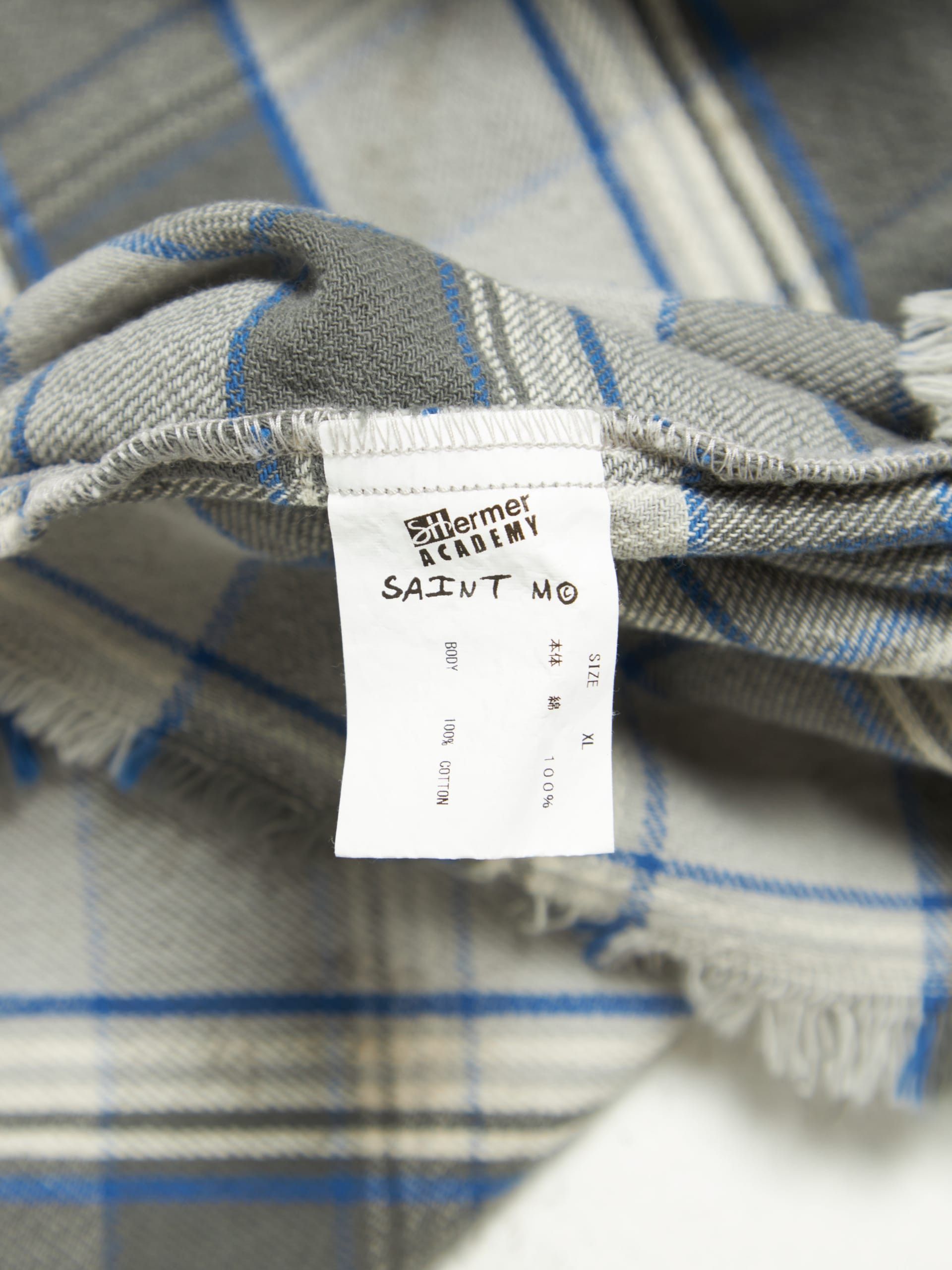 Saint Michael Gray Plaid Distressed Cotton Shirt Size US XL / EU 56 / 4 - 6 Thumbnail