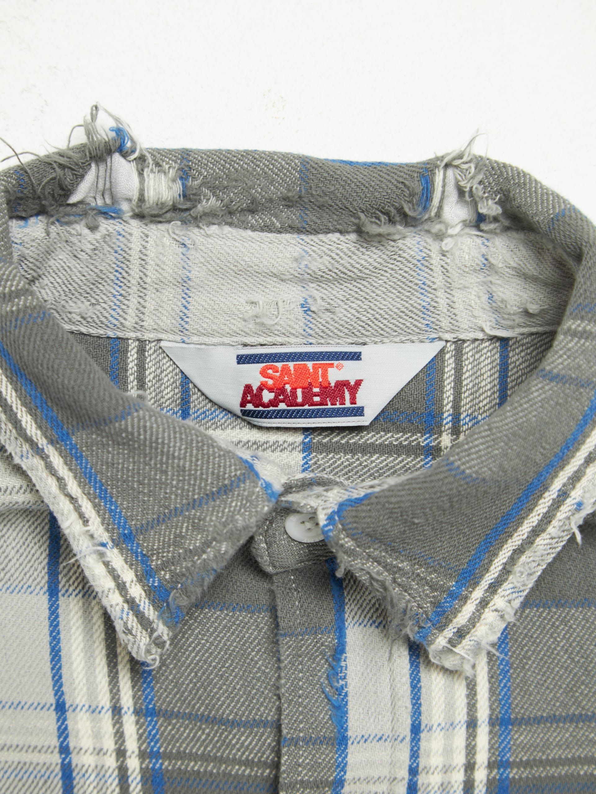 Saint Michael Gray Plaid Distressed Cotton Shirt Size US XL / EU 56 / 4 - 4 Thumbnail