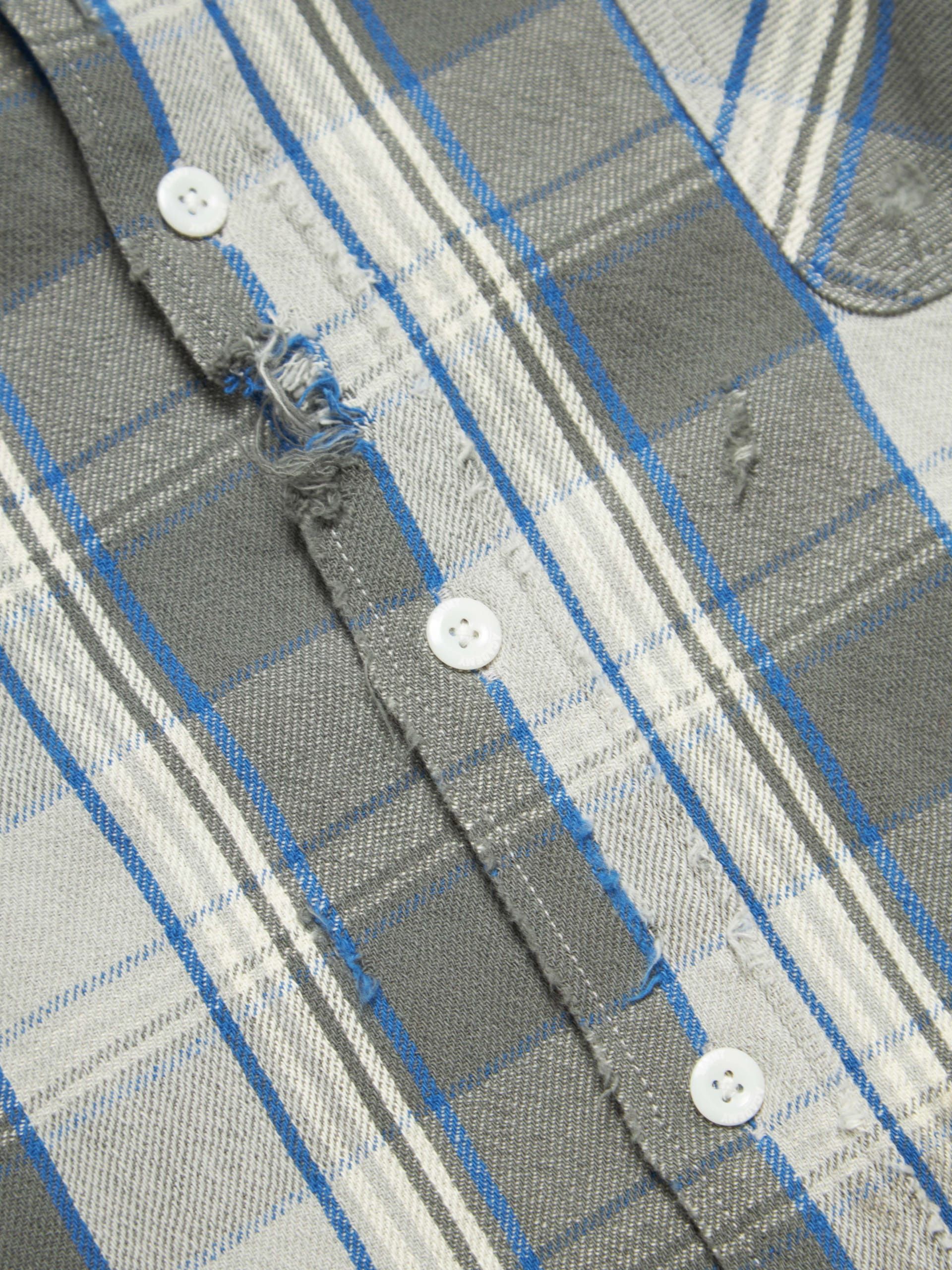 Saint Michael Gray Plaid Distressed Cotton Shirt Size US XL / EU 56 / 4 - 5 Thumbnail