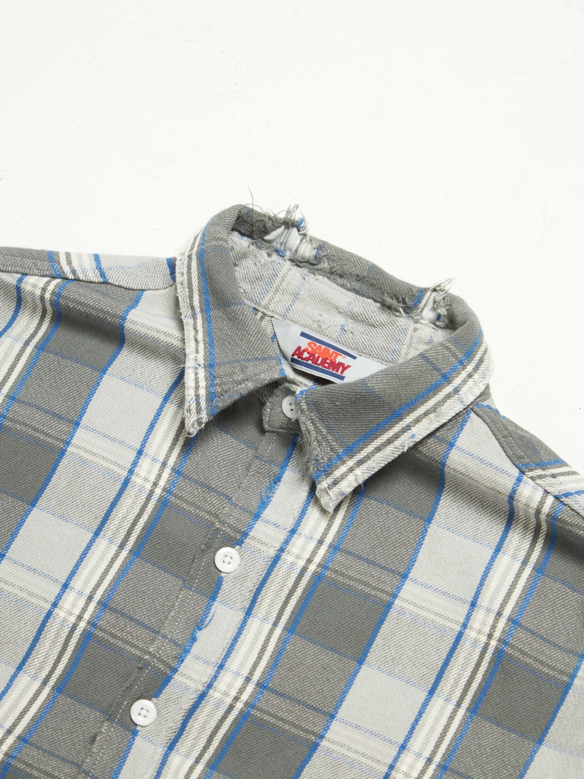 Saint Michael Gray Plaid Distressed Cotton Shirt Size US XL / EU 56 / 4 - 3 Thumbnail