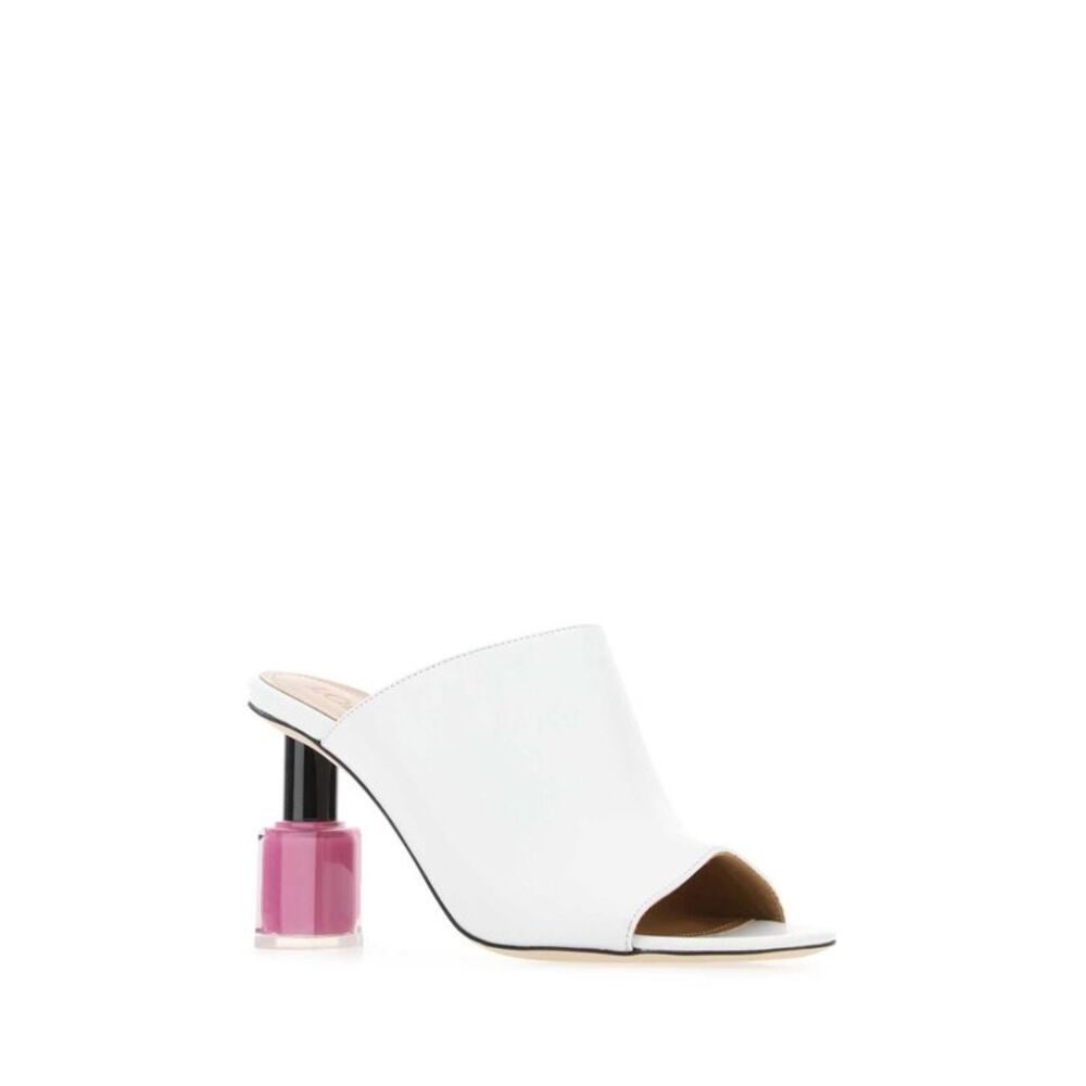 Loewe White Leather Nail Polish Mules Size US 10 / IT 40 - 2 Thumbnail