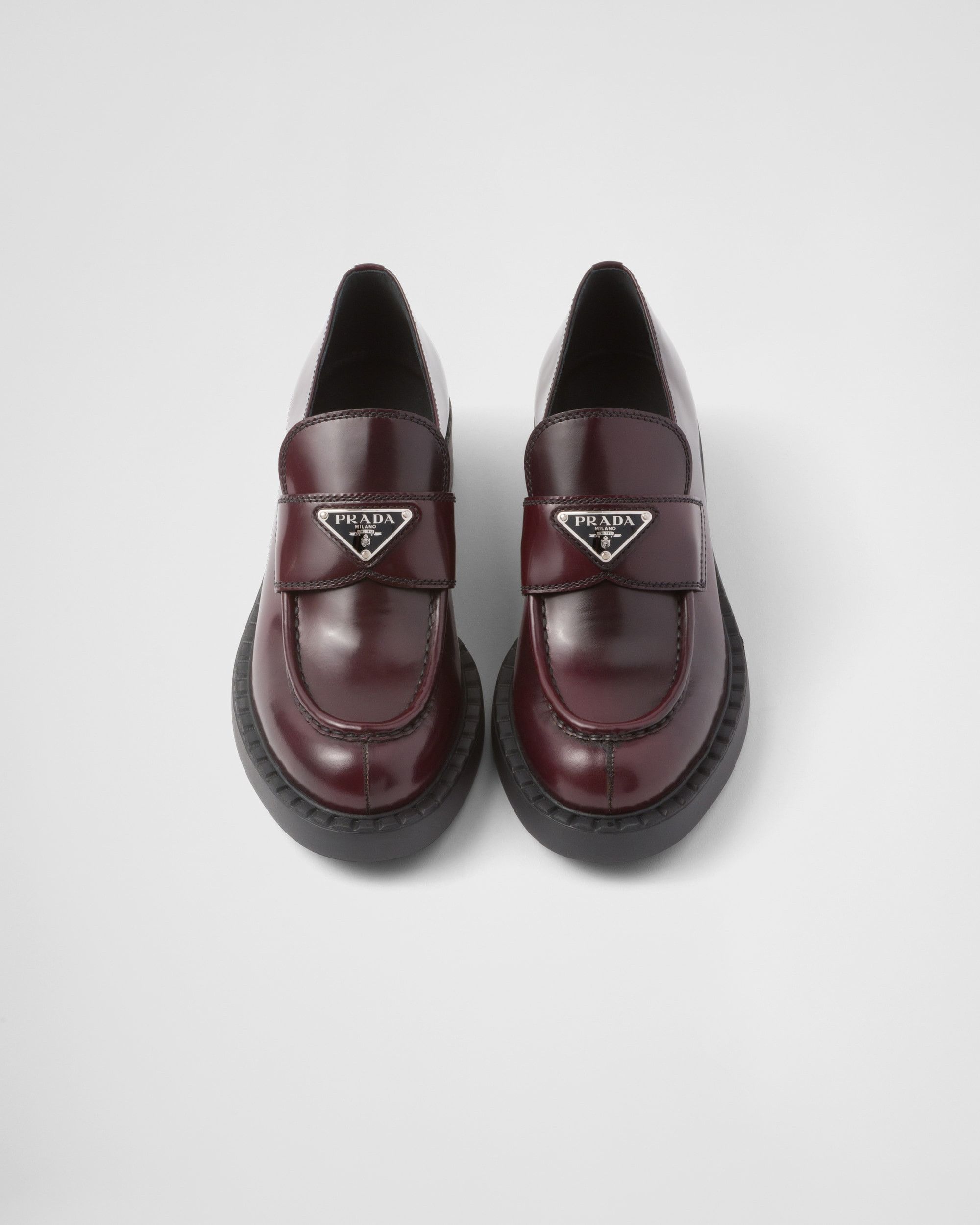 Prada Chocolate Brushed Leather Loafers Size US 7.5 / IT 37.5 - 3 Thumbnail