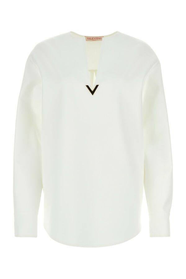Valentino White Cotton Blend Blouse Size S / US 4 / IT 40 - 3 Thumbnail