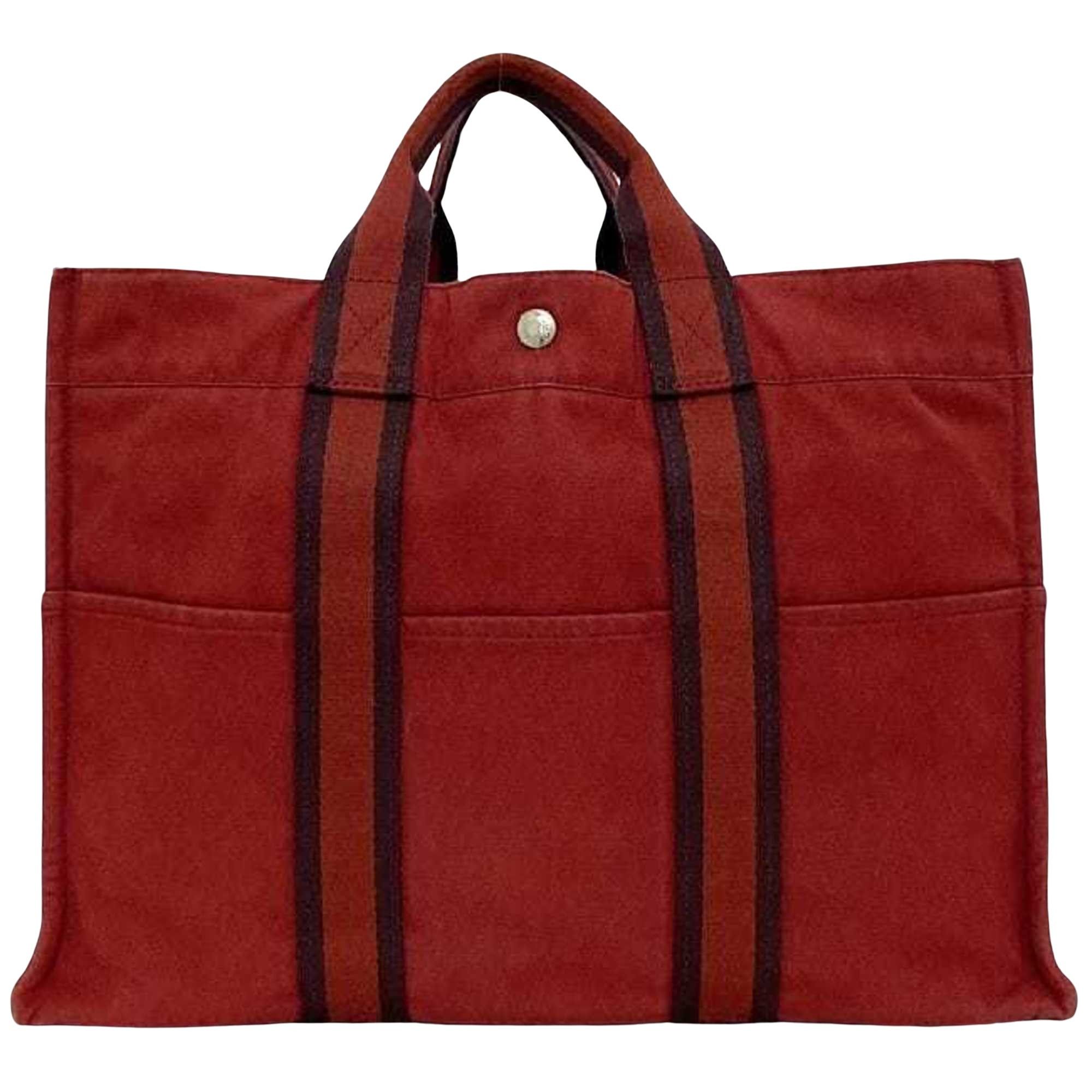 HERMES Fool Toe PM canvas Handbag Red