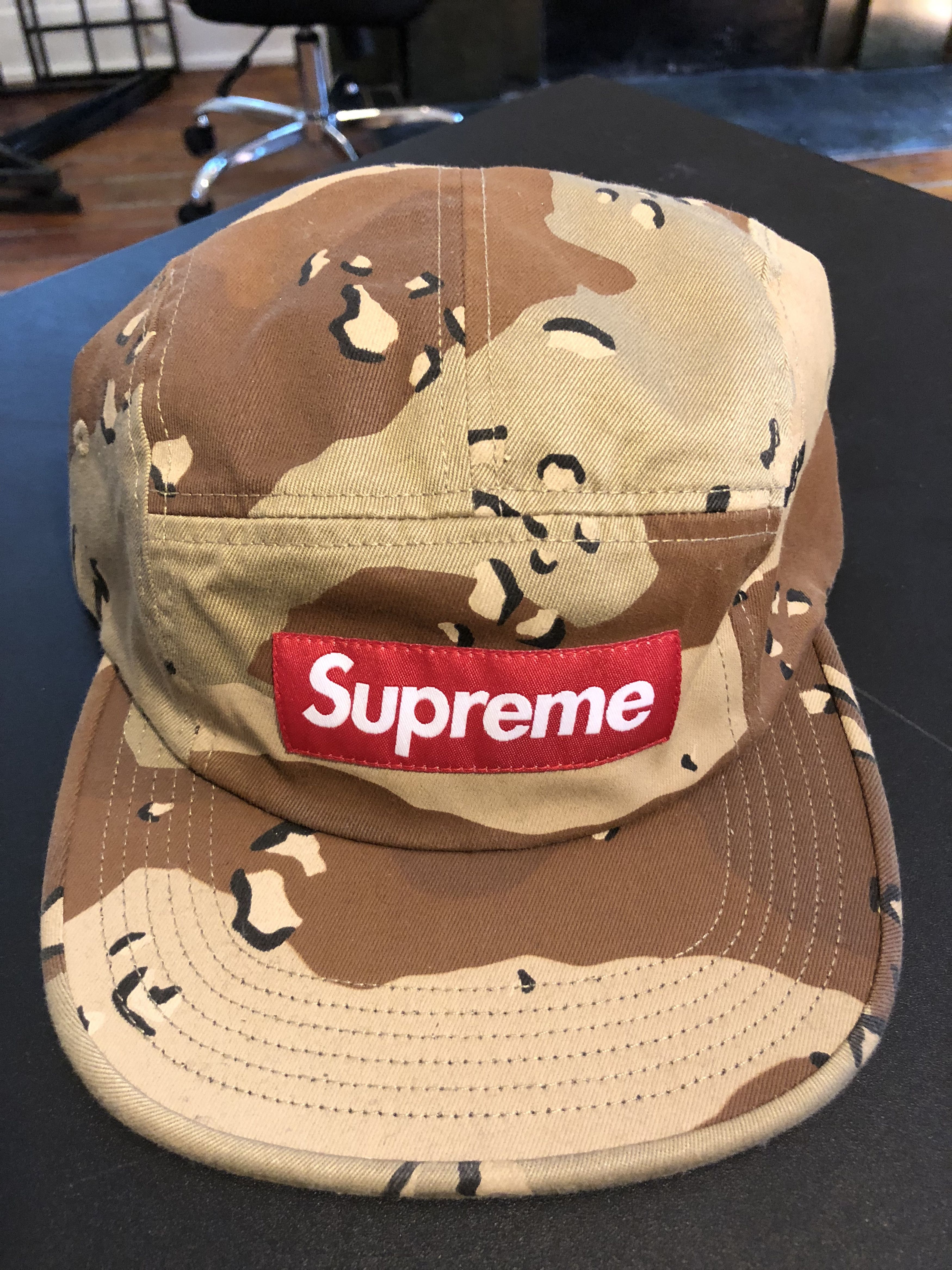 Supreme camp hat leather desert camo shops SS17 Collection