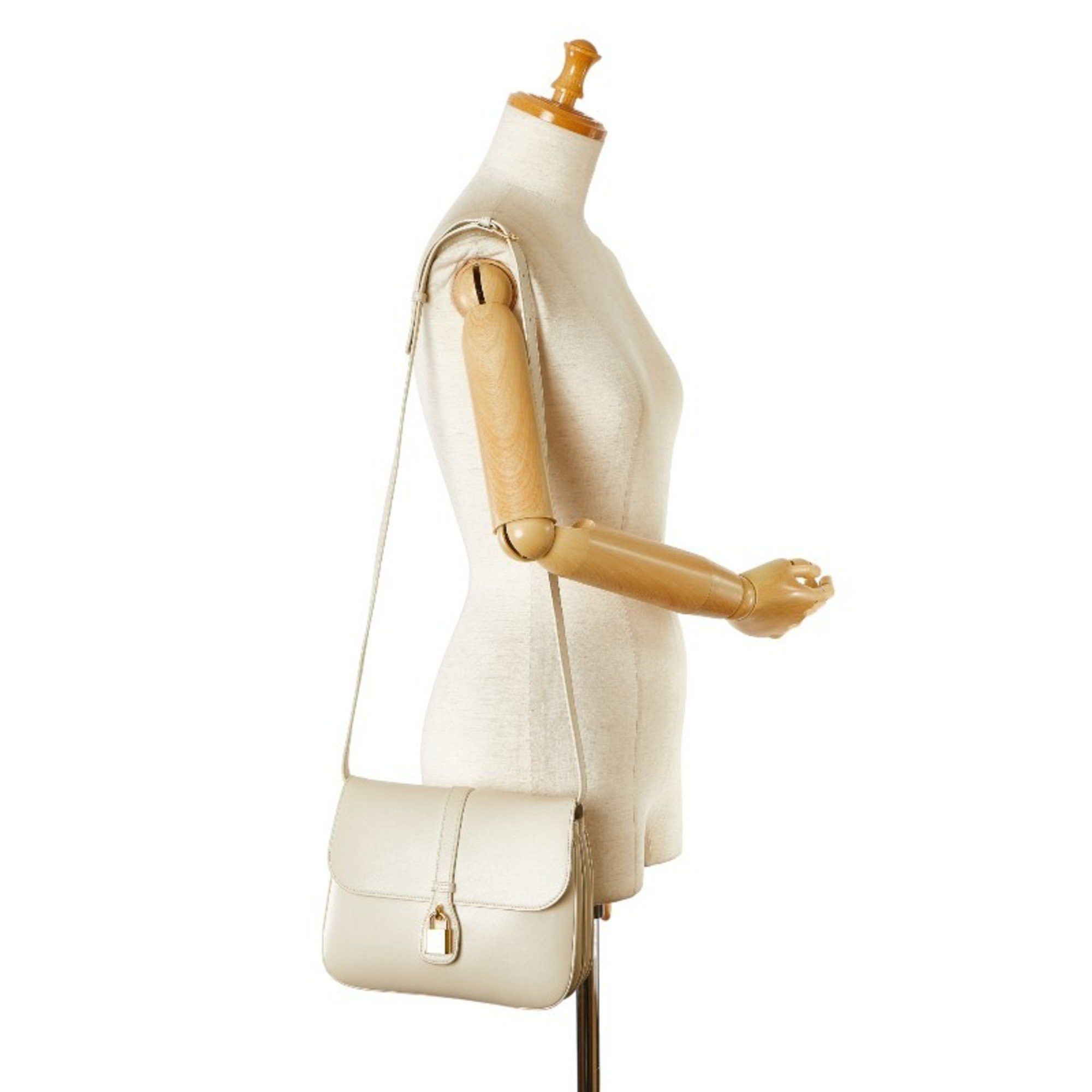 Celine CELINE Medium Taboo Shoulder Bag White Leather Women's Size ONE SIZE - 12 Thumbnail