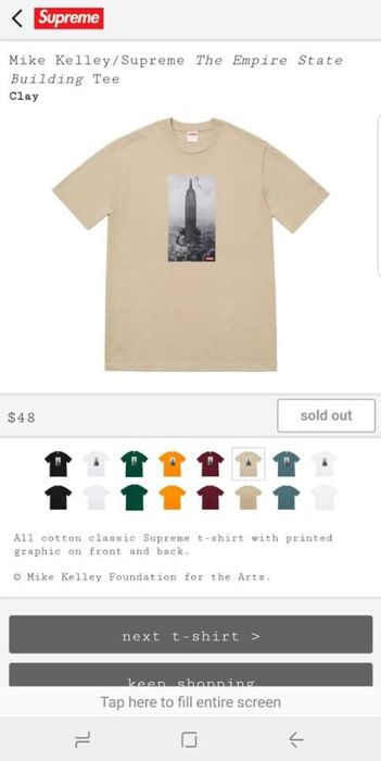 Supreme Mike Kelley/Supreme The Empire State Building Tee-Clay