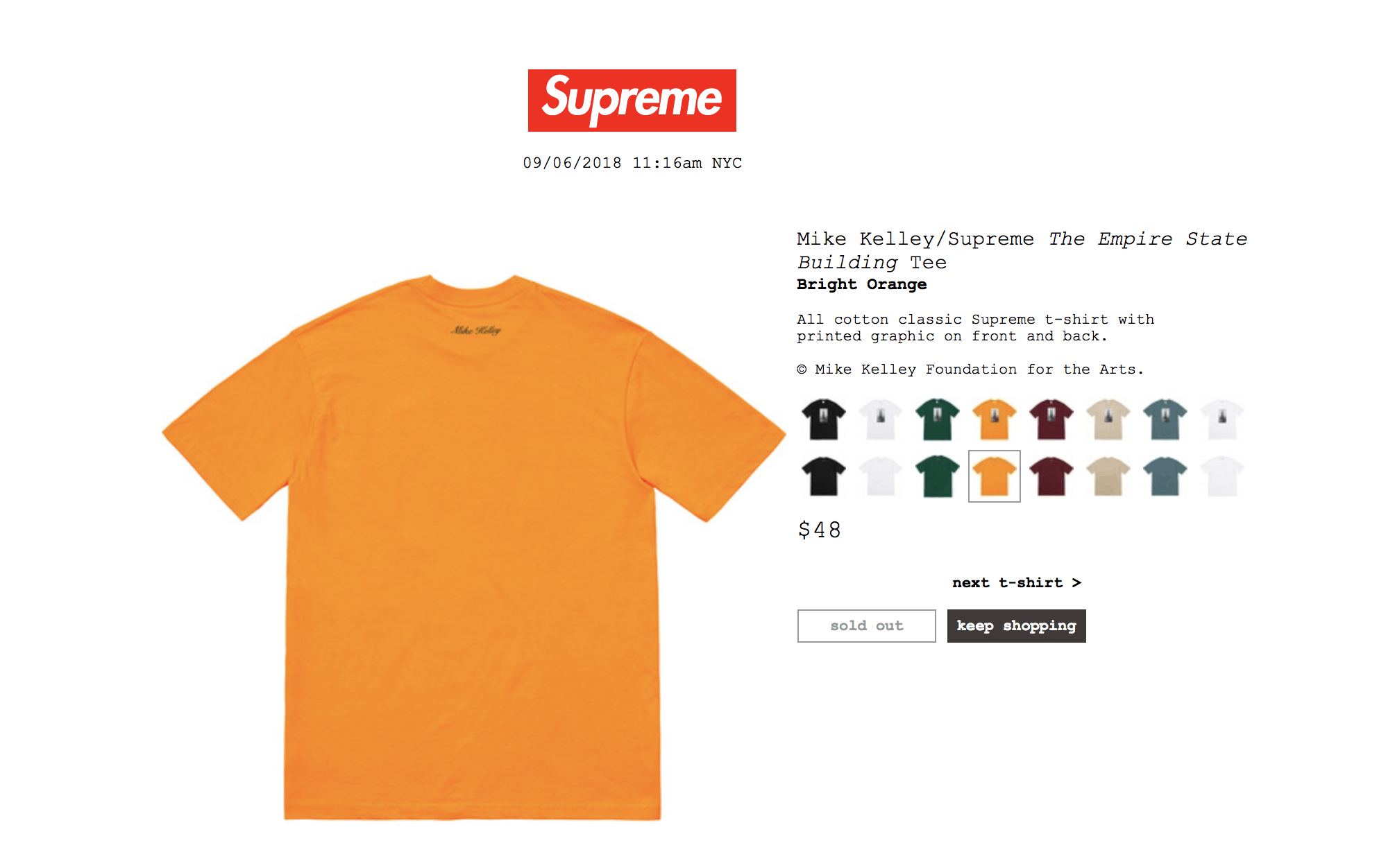 Supreme Kelley Supreme The Empire State Building Tee Short Sleeve T Shirts