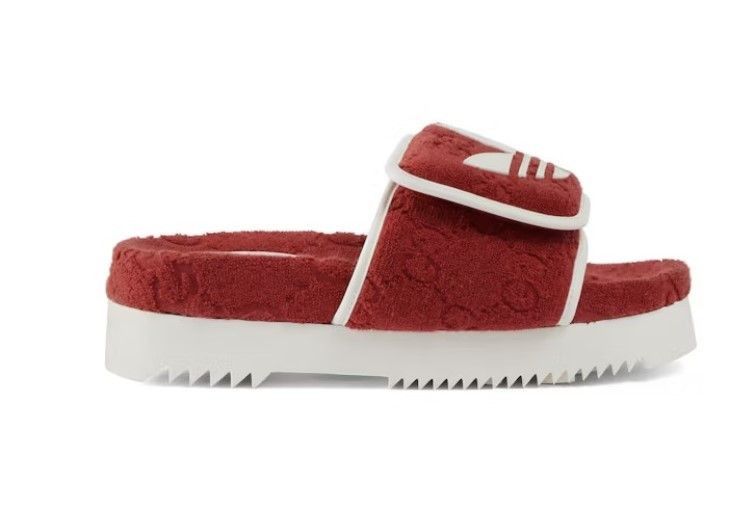 Adidas × Gucci X ADIDAS Terry Cloth GG Mens Platform Sandals in red Size US 12 / EU 45 - 2 Thumbnail