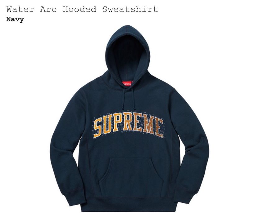 Supreme Water arc hooded sweatshirt navy | Grailed