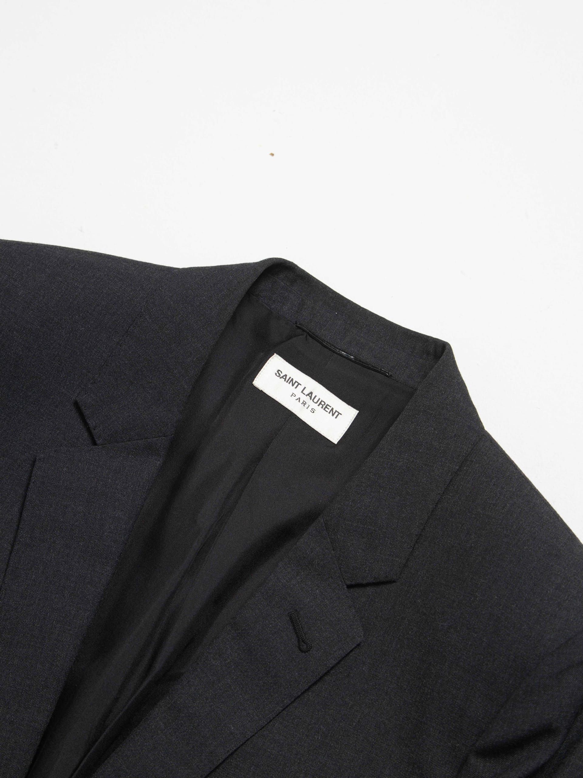 Saint Laurent Paris Dark Gray Black Button Classic Woolen Blazer Size US L / EU 52-54 / 3 - 3 Thumbnail