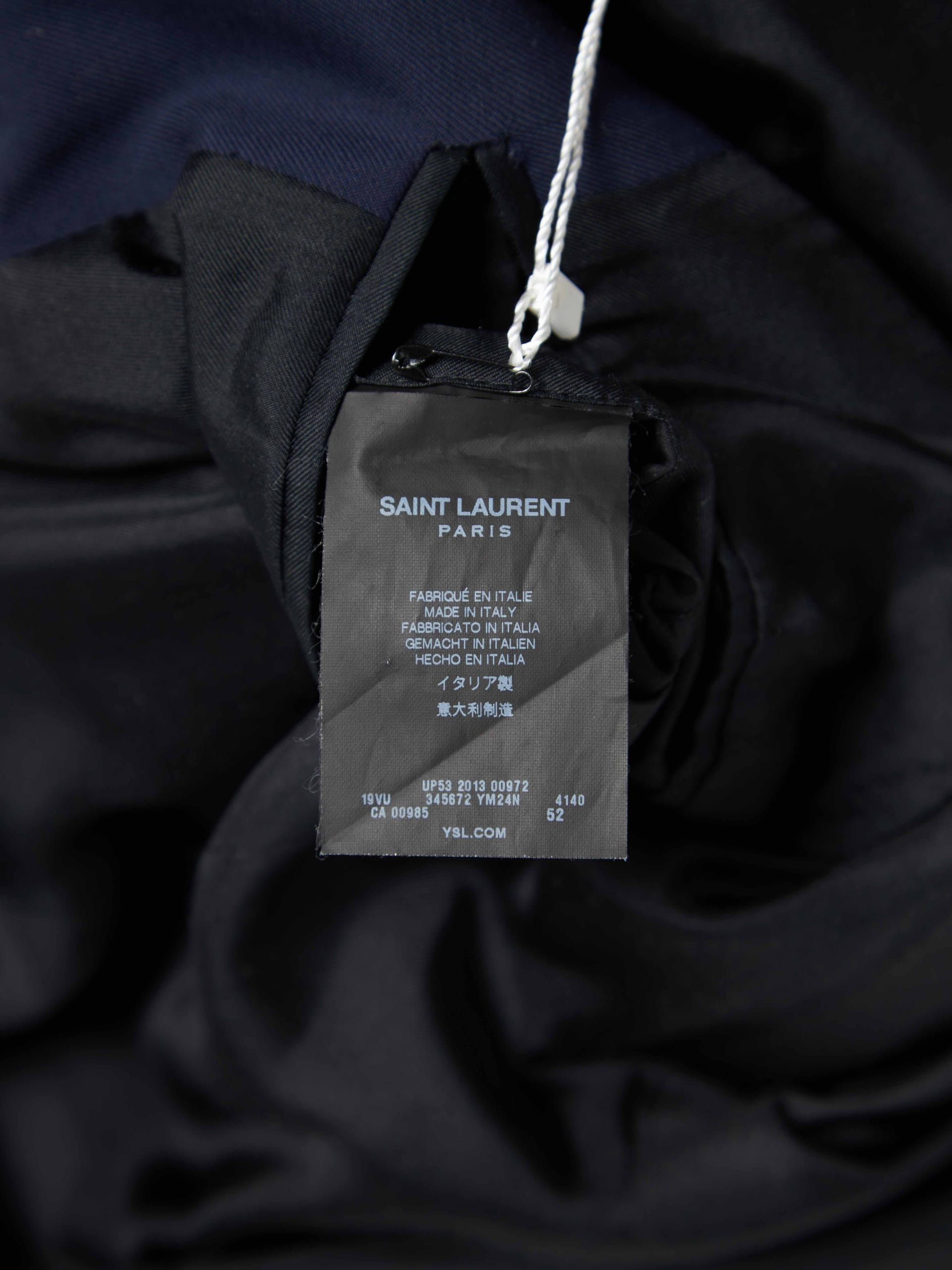Saint Laurent Paris Navy Button Woolen Silk Blazer Size US L / EU 52-54 / 3 - 7 Thumbnail