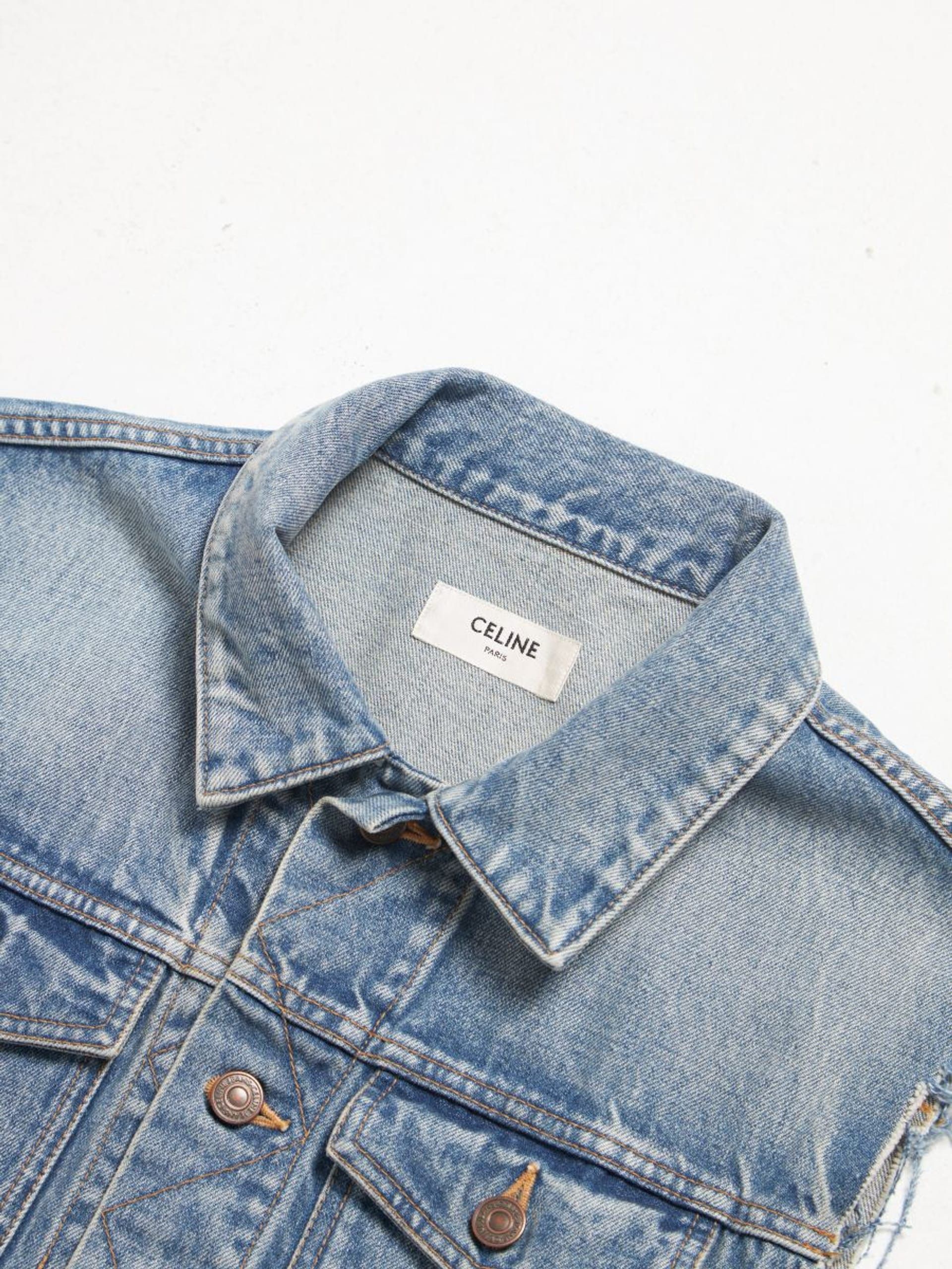 Celine Blue Denim Back Embroidered Vest Size US M / EU 48-50 / 2 - 3 Thumbnail