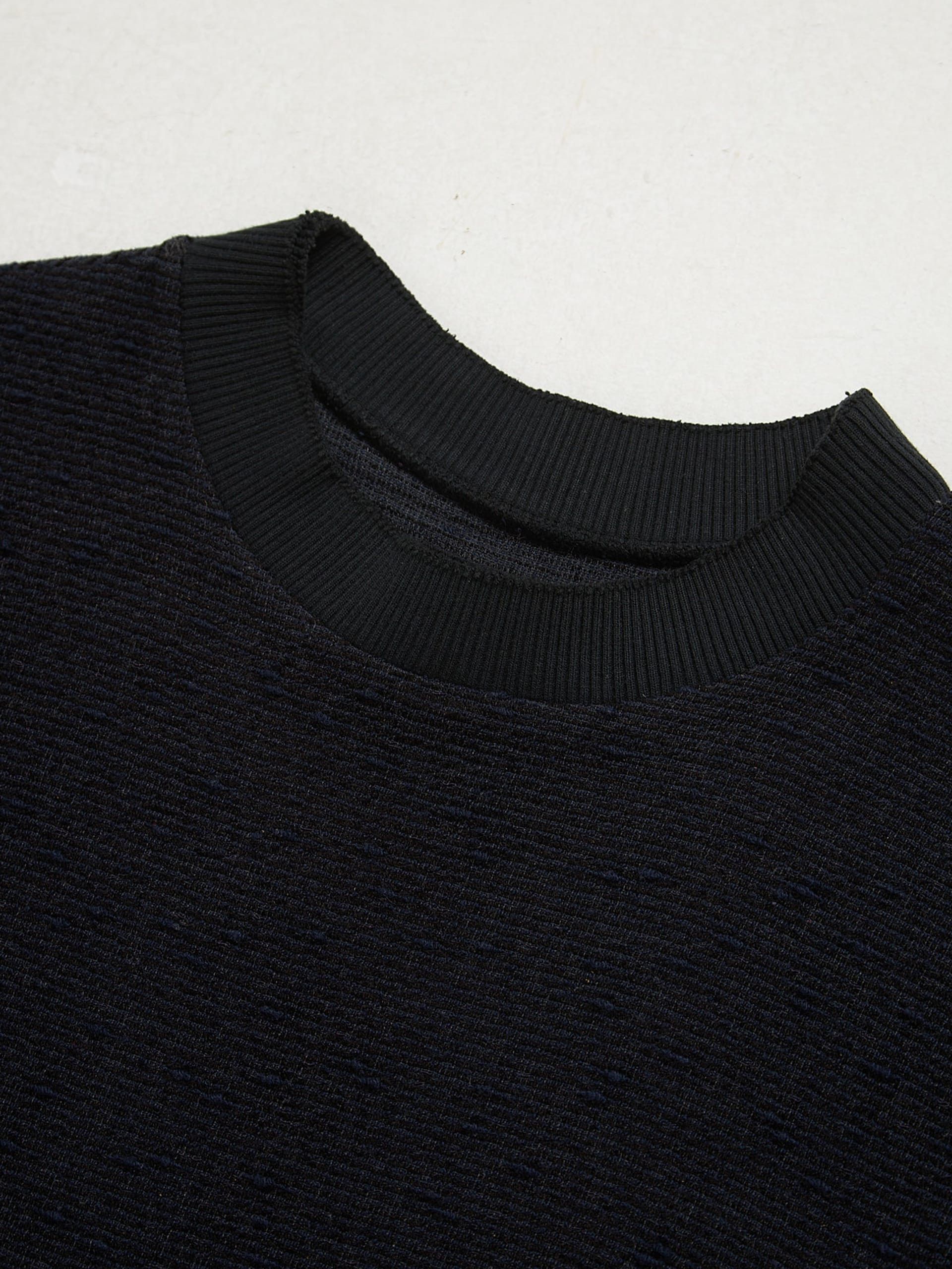 Individual Sentiments Navy Fabric Detailed Woolen Sweatshirt Size US M / EU 48-50 / 2 - 3 Thumbnail