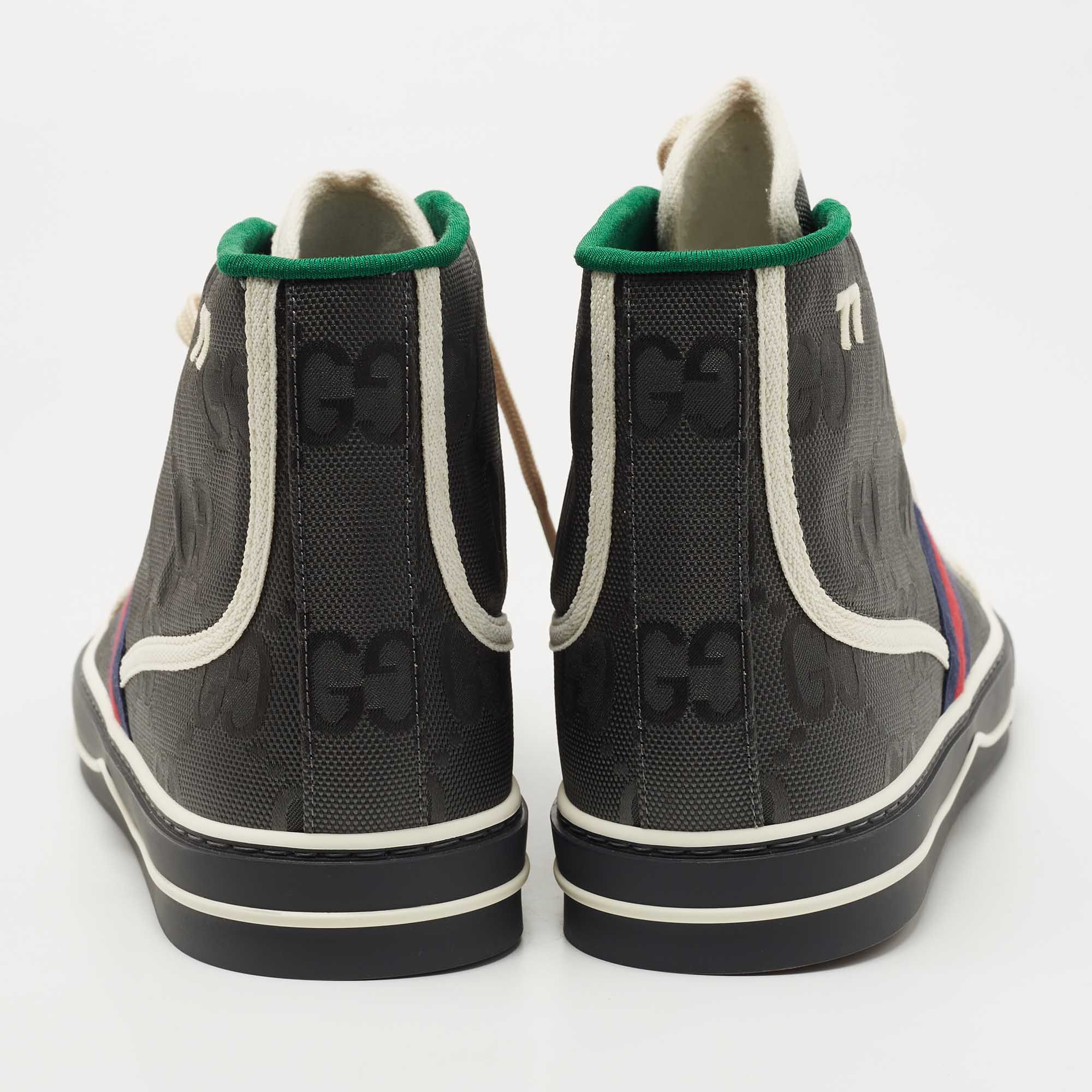 Gucci Grey Nylon Tennis 1977 High Top Sneakers Size US 13 / EU 46 - 4 Thumbnail
