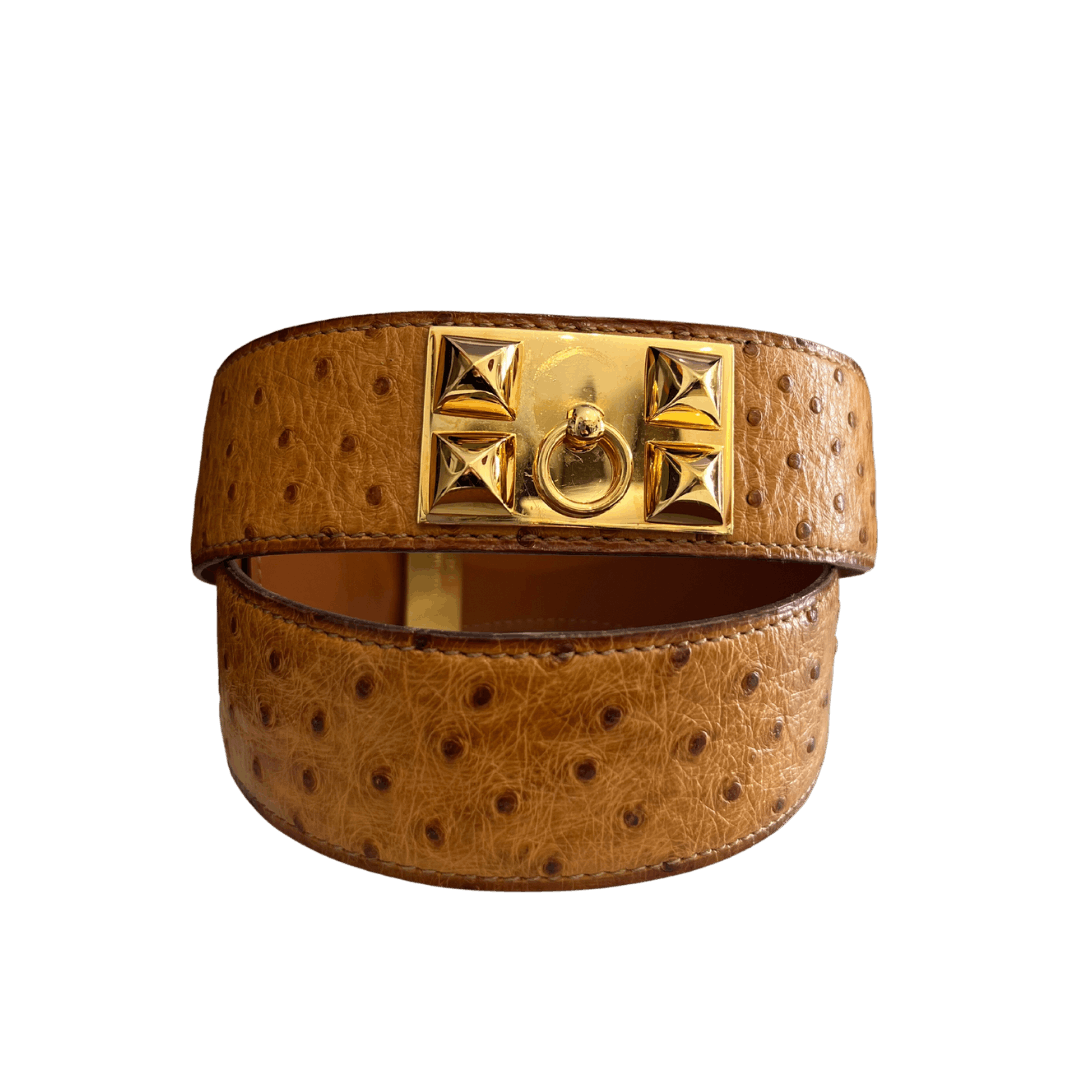 Hermes HERMÈS belt Medor dog collar in ostrich leather Size ONE SIZE - 2 Thumbnail