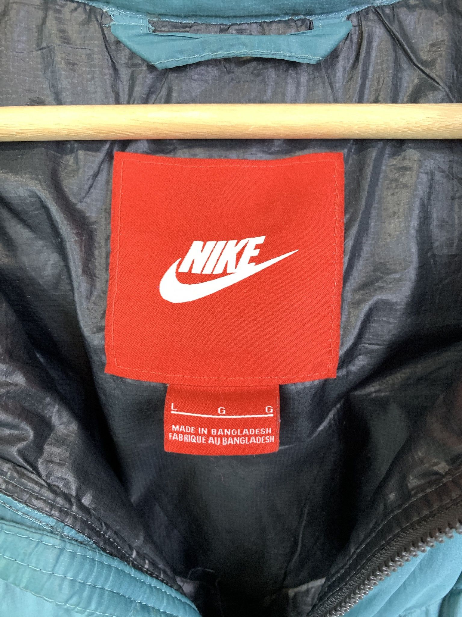 Nike × Vintage Nike Tech Jacket Teal Puffer Full Zip Nike Tech Coat Size L Size US L / EU 52-54 / 3 - 3 Thumbnail