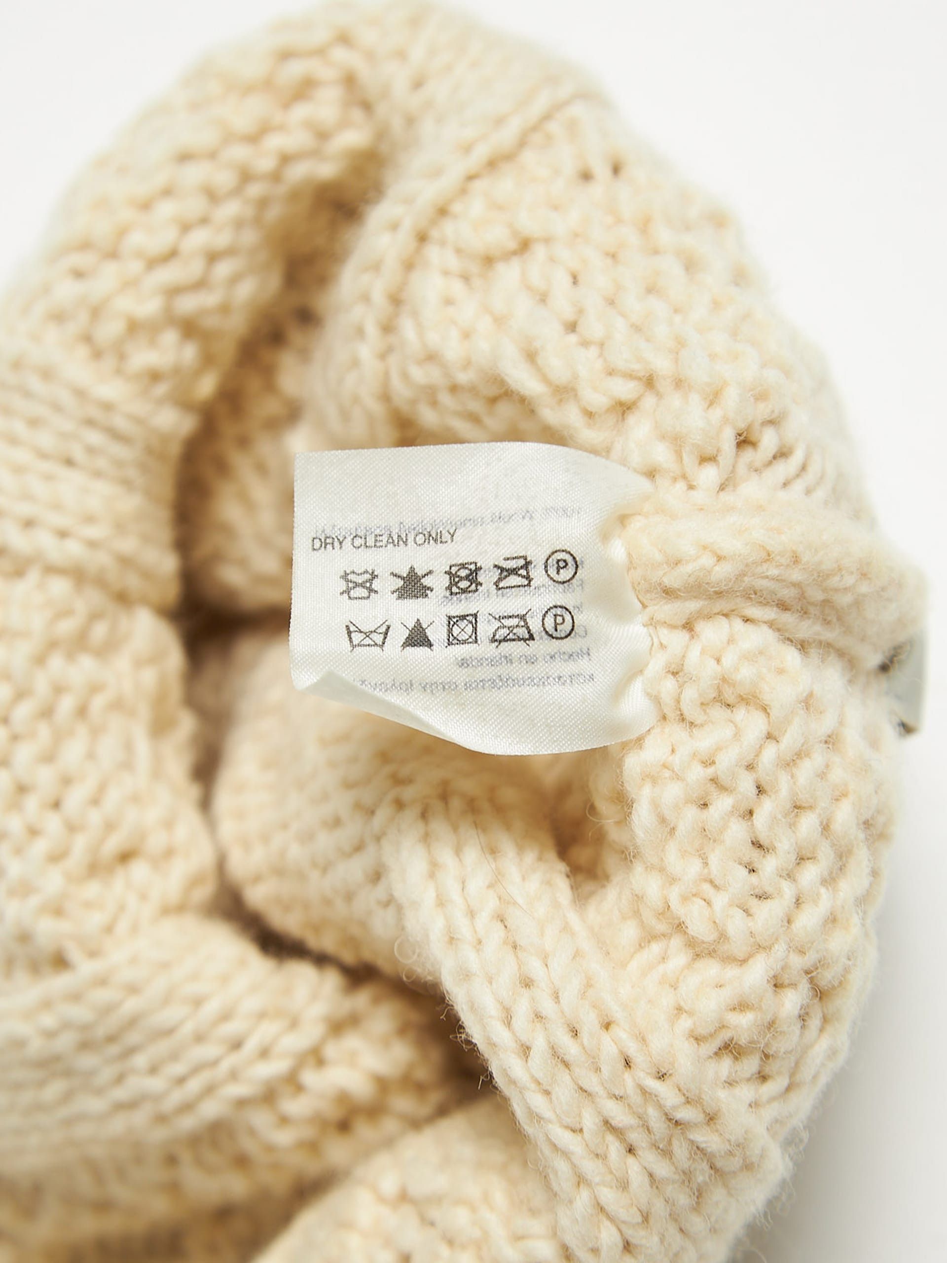 Thom Browne Cream Pattern Knitted Woool Hat Size ONE SIZE - 3 Thumbnail