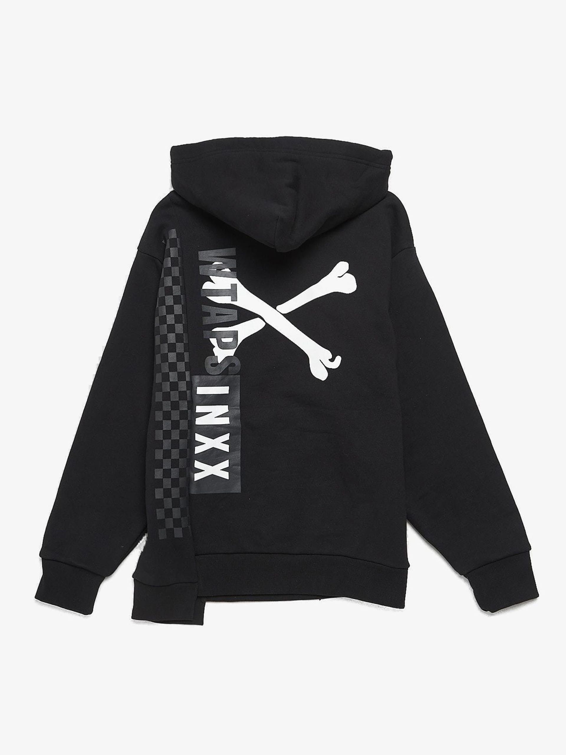 Wtaps Black Back Logo Printed Cotton Hoodie | Grailed