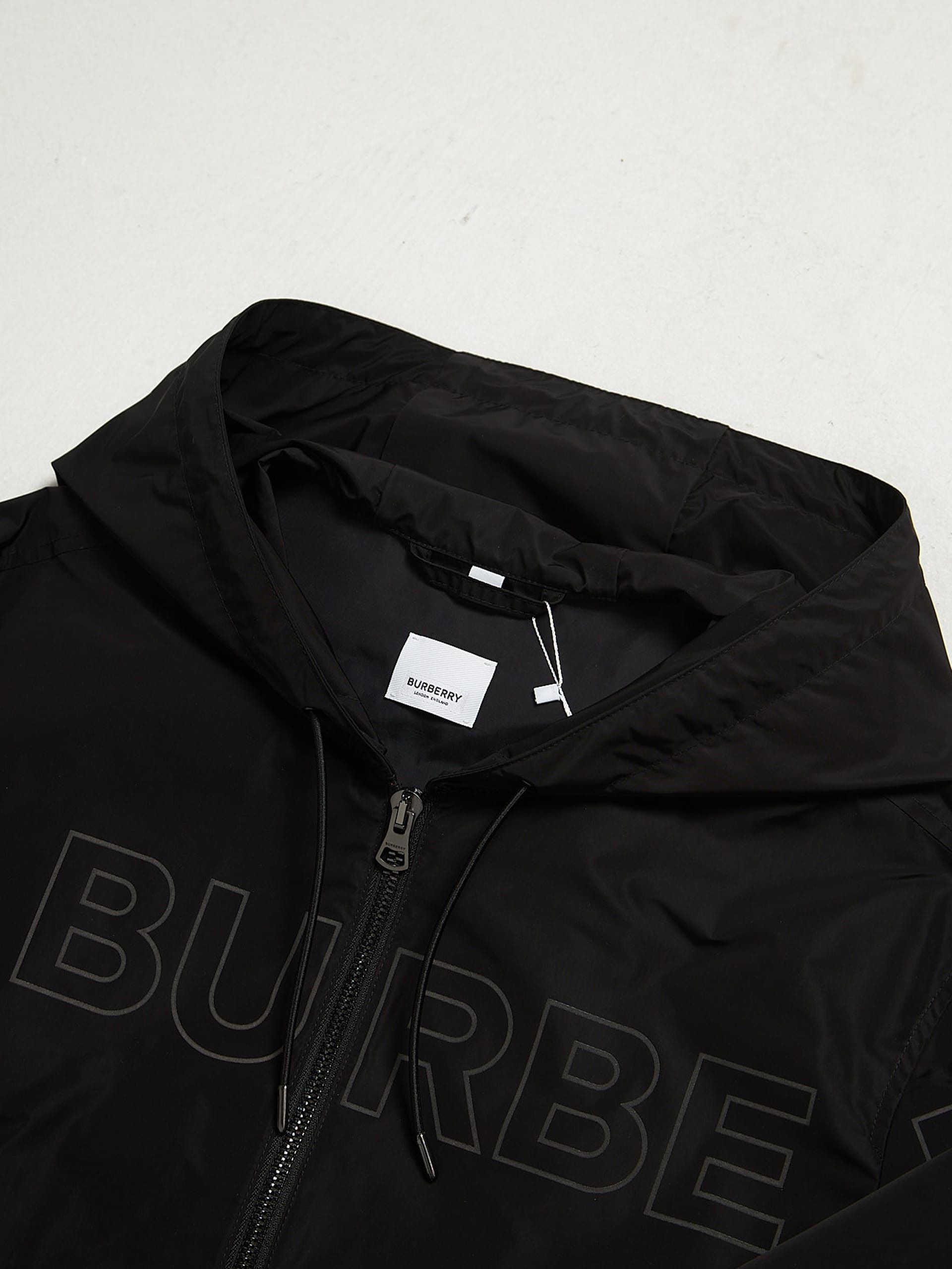 Burberry Black Zipped Logo Printed Polyamide Light Jacket Size US XL / EU 56 / 4 - 3 Thumbnail