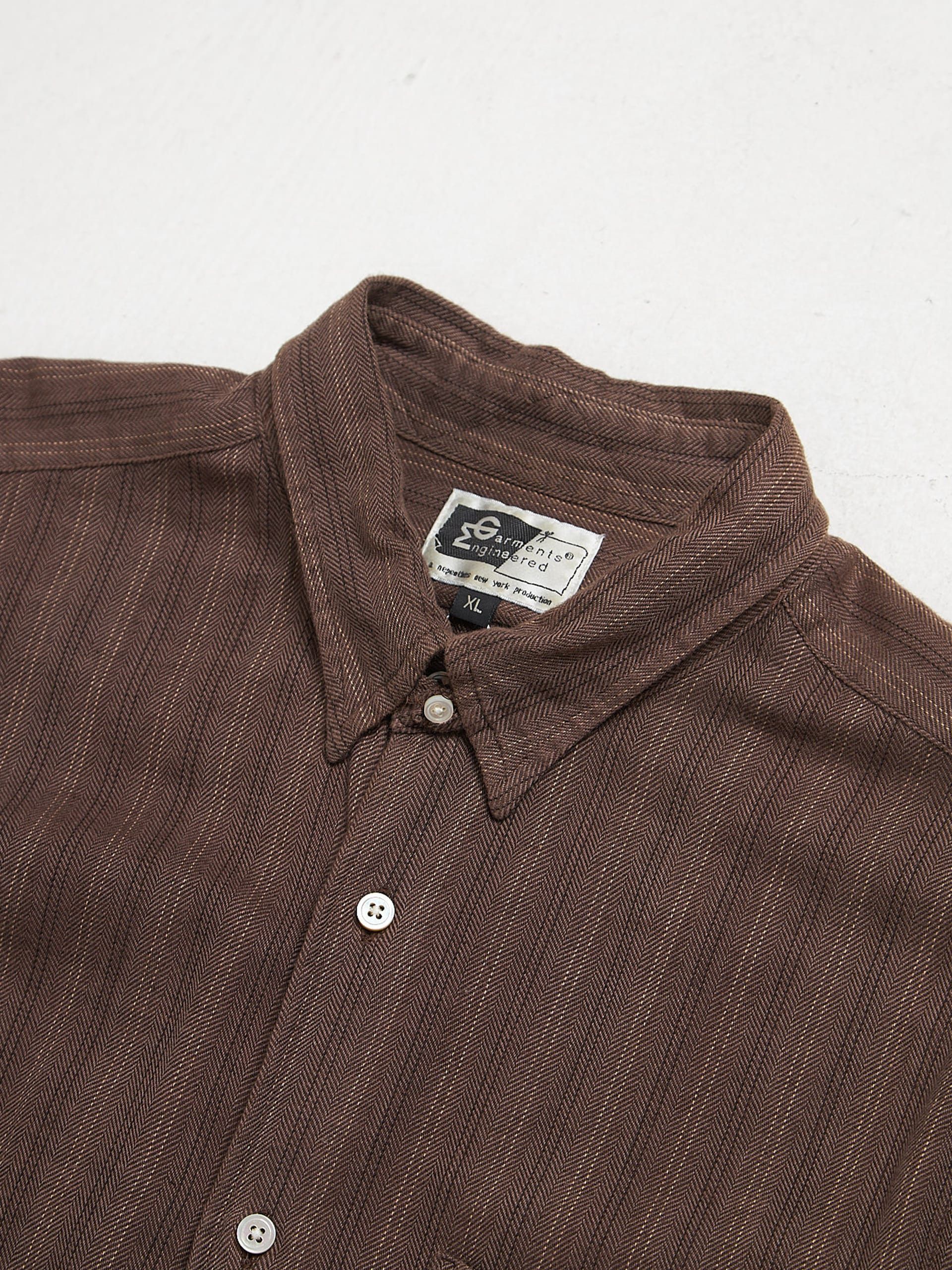 Engineered Garments Light Brown Striped Buttoned Coton Shirt Size US XL / EU 56 / 4 - 3 Thumbnail