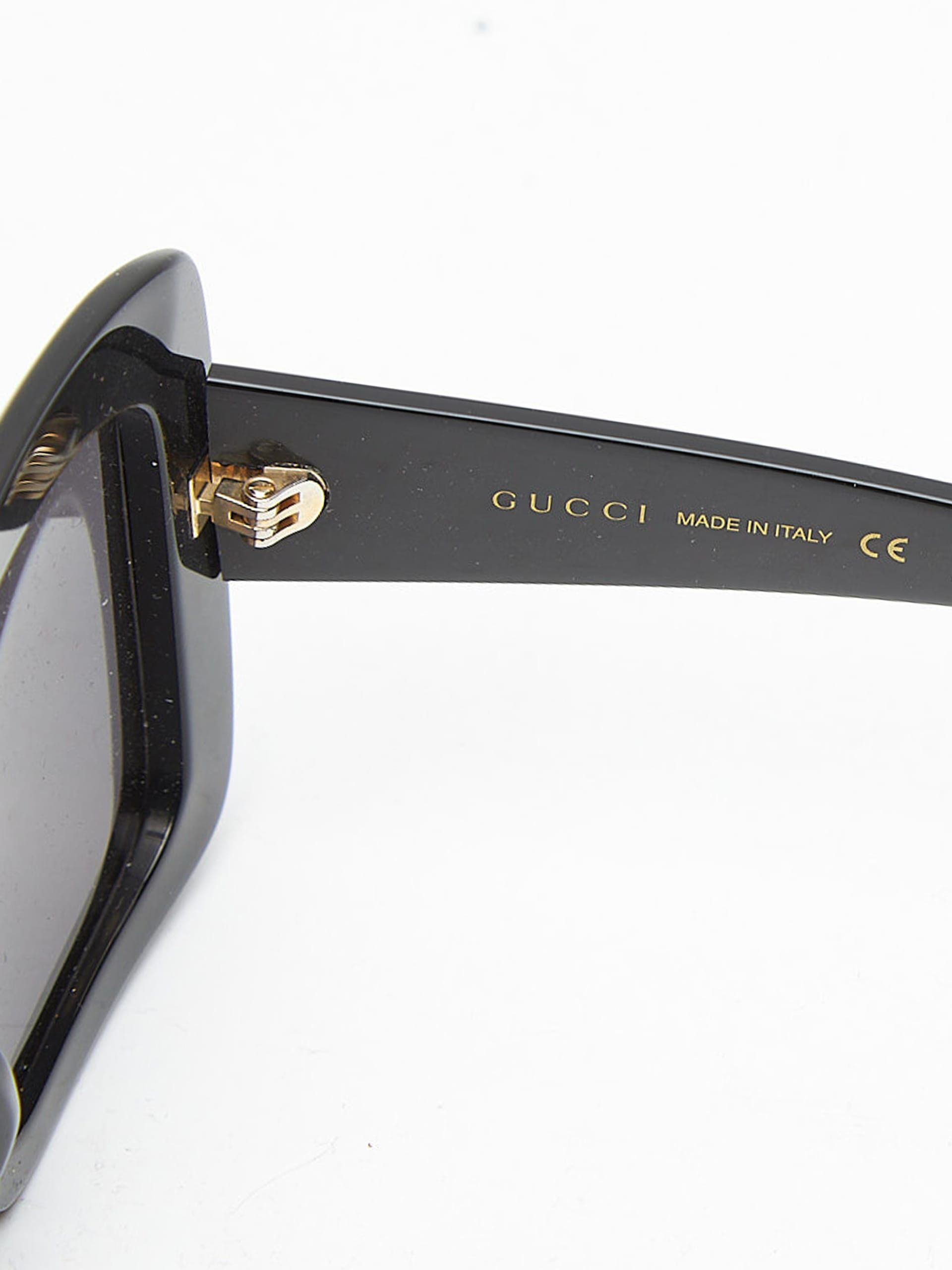 Gucci Black Logoed Sunglasses Size ONE SIZE - 5 Thumbnail