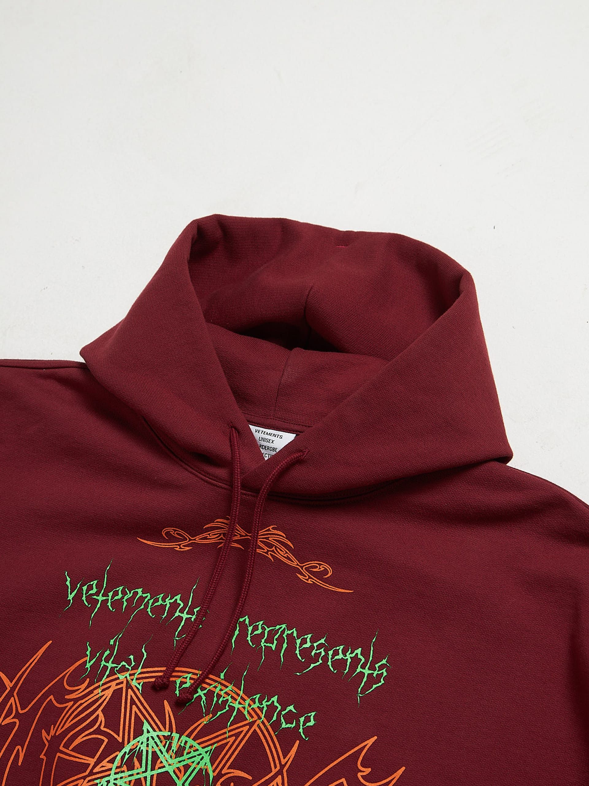 Bordeaux Pentagram Logo Printed Oversized Cotton Brlrnd Hoodie