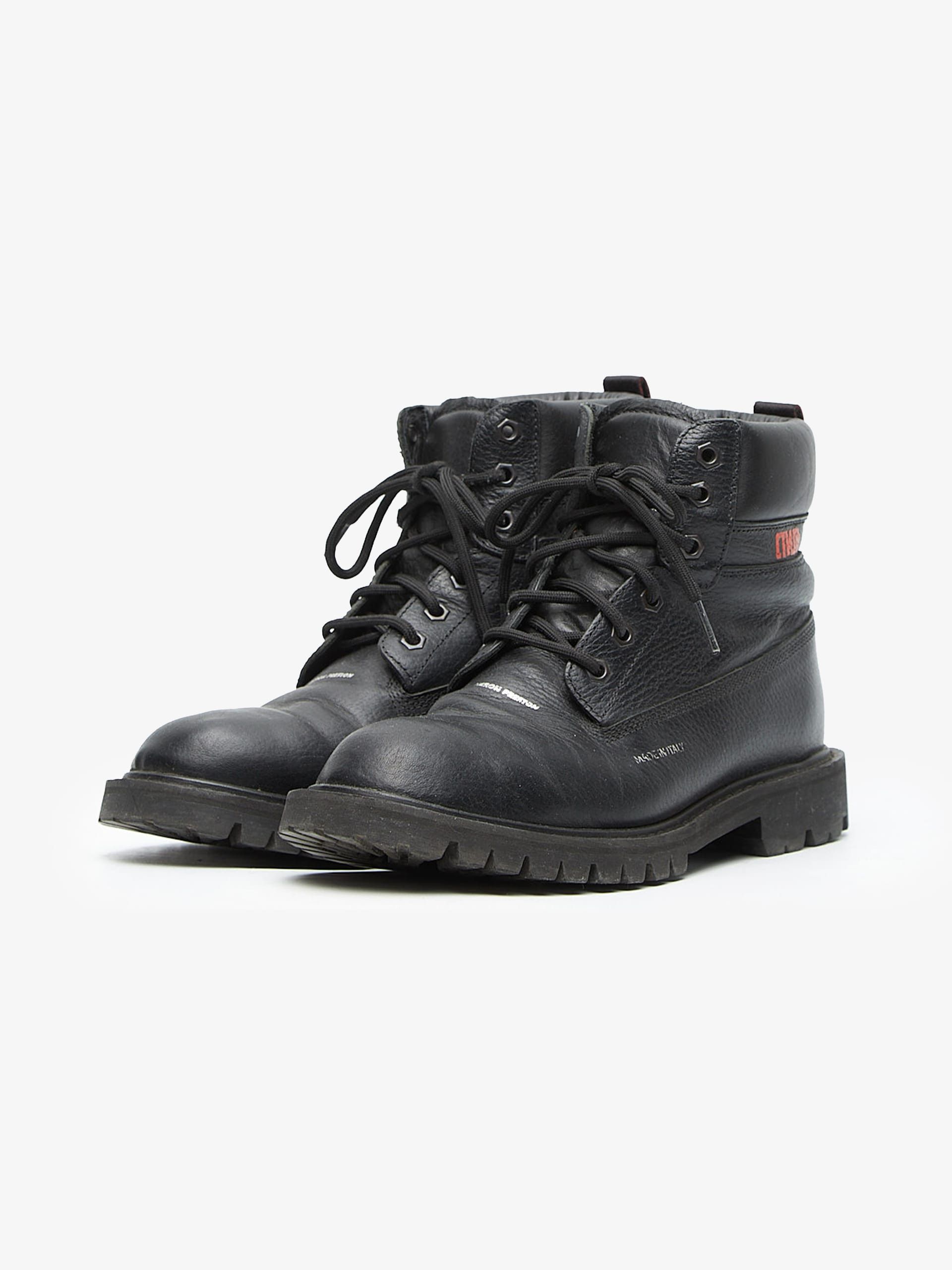 Heron Preston Black Logo Printed High Leather Boots Size US 8 / EU 41 - 2 Thumbnail