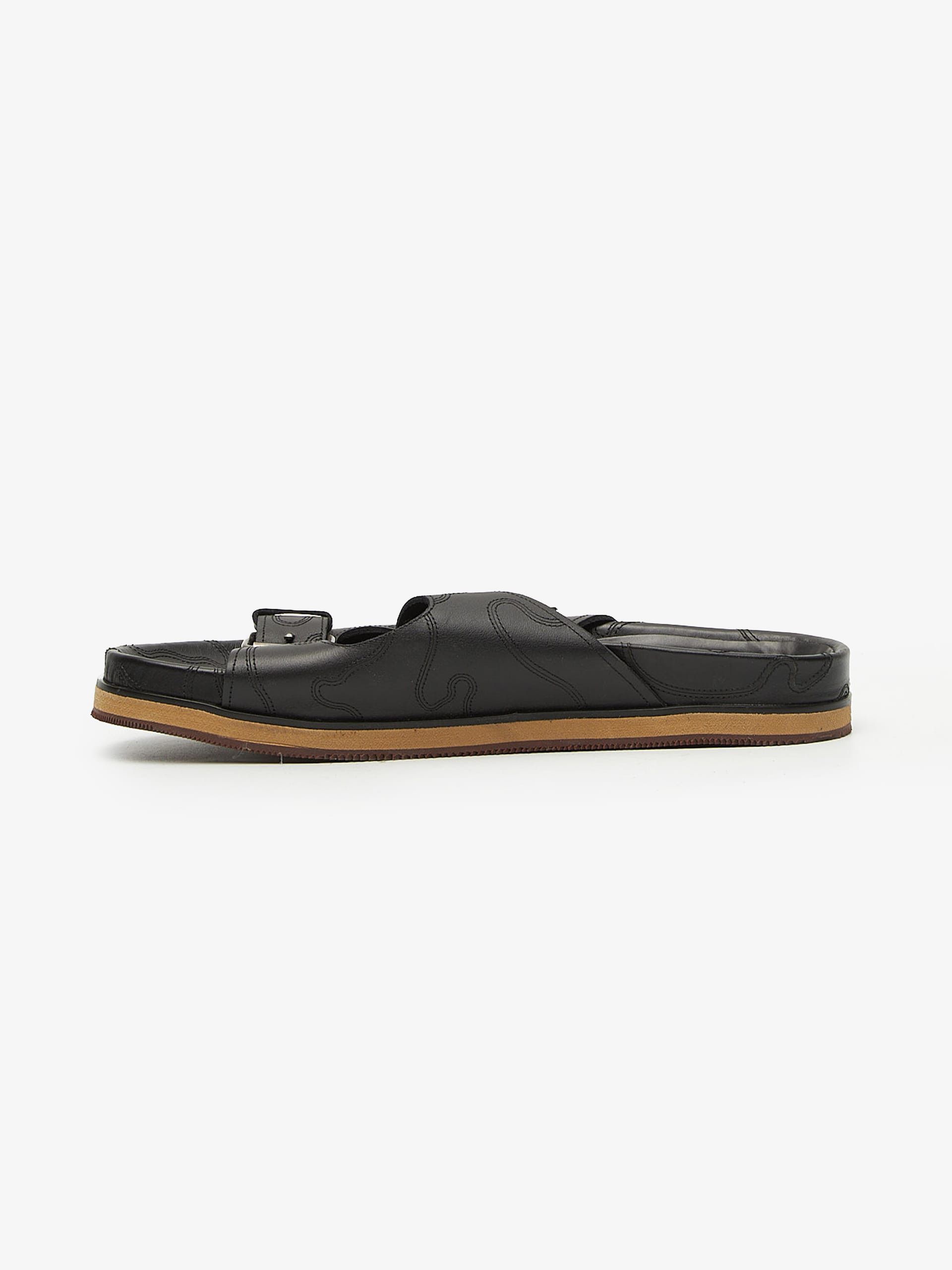 Valentino Black Embossed Leather Sandals Size US 13 / EU 46 - 3 Thumbnail