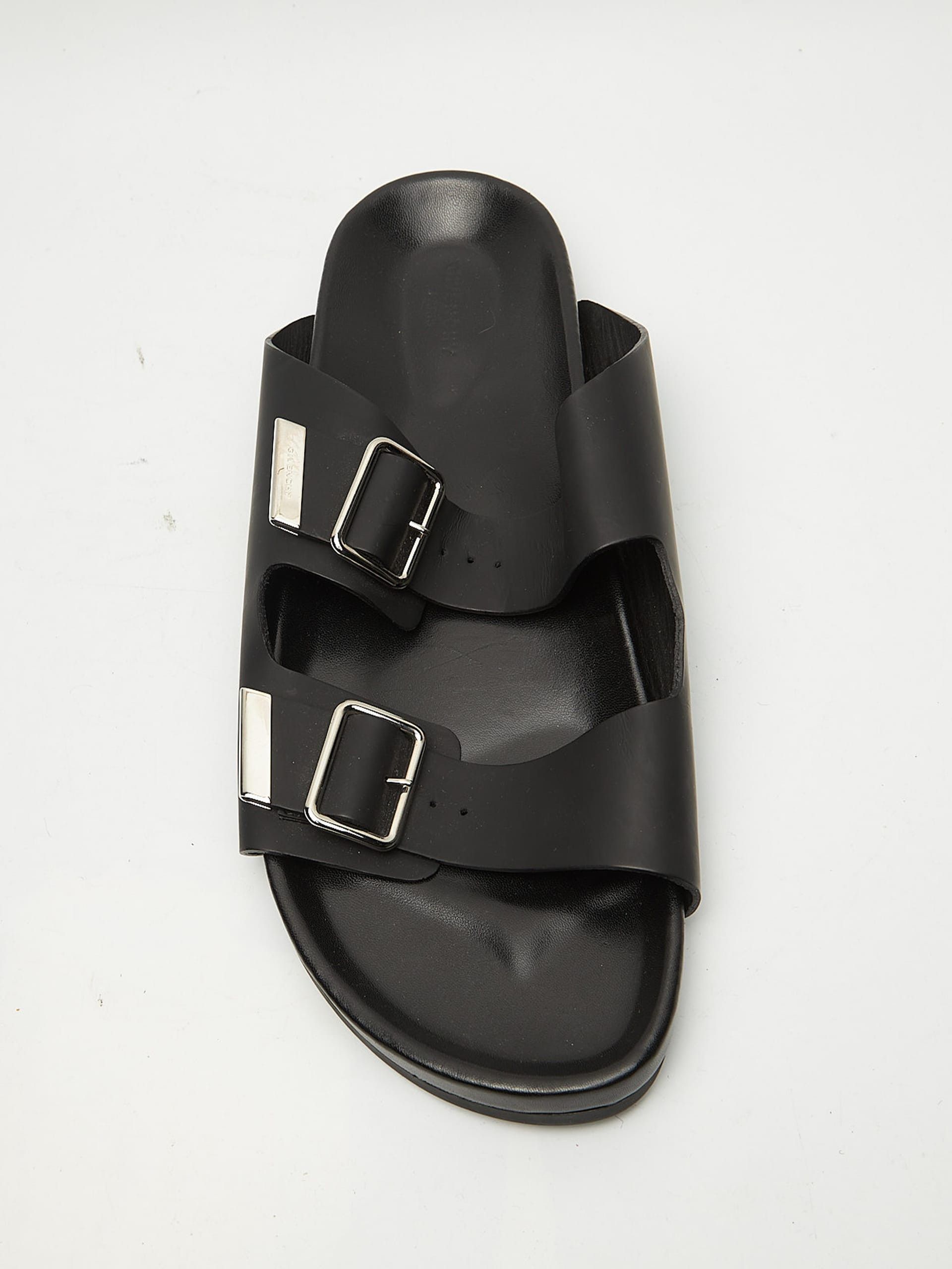 Givenchy Black Matte Leather Sandals Size US 13 / EU 46 - 6 Thumbnail