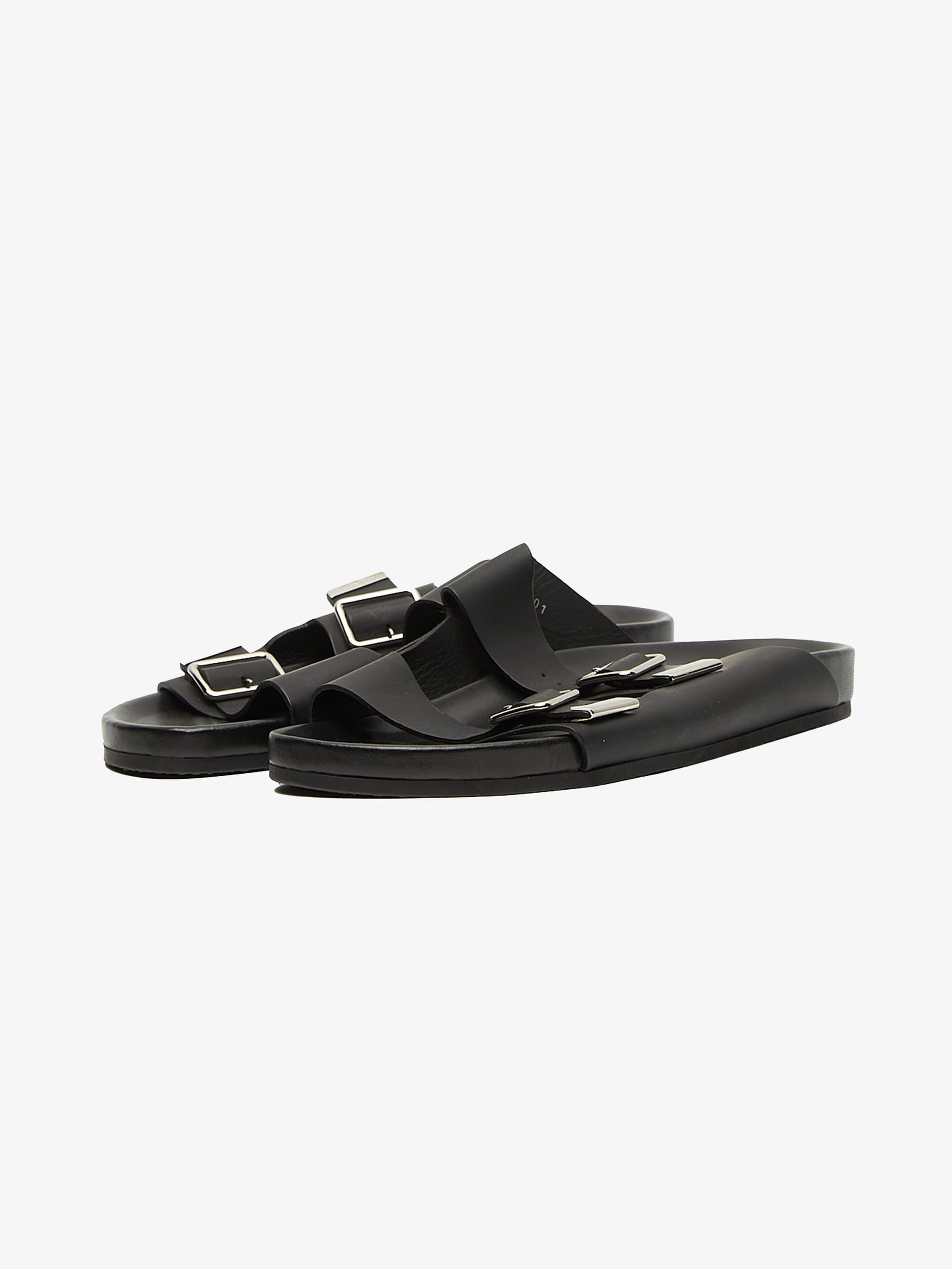 Givenchy Black Matte Leather Sandals Size US 13 / EU 46 - 3 Thumbnail