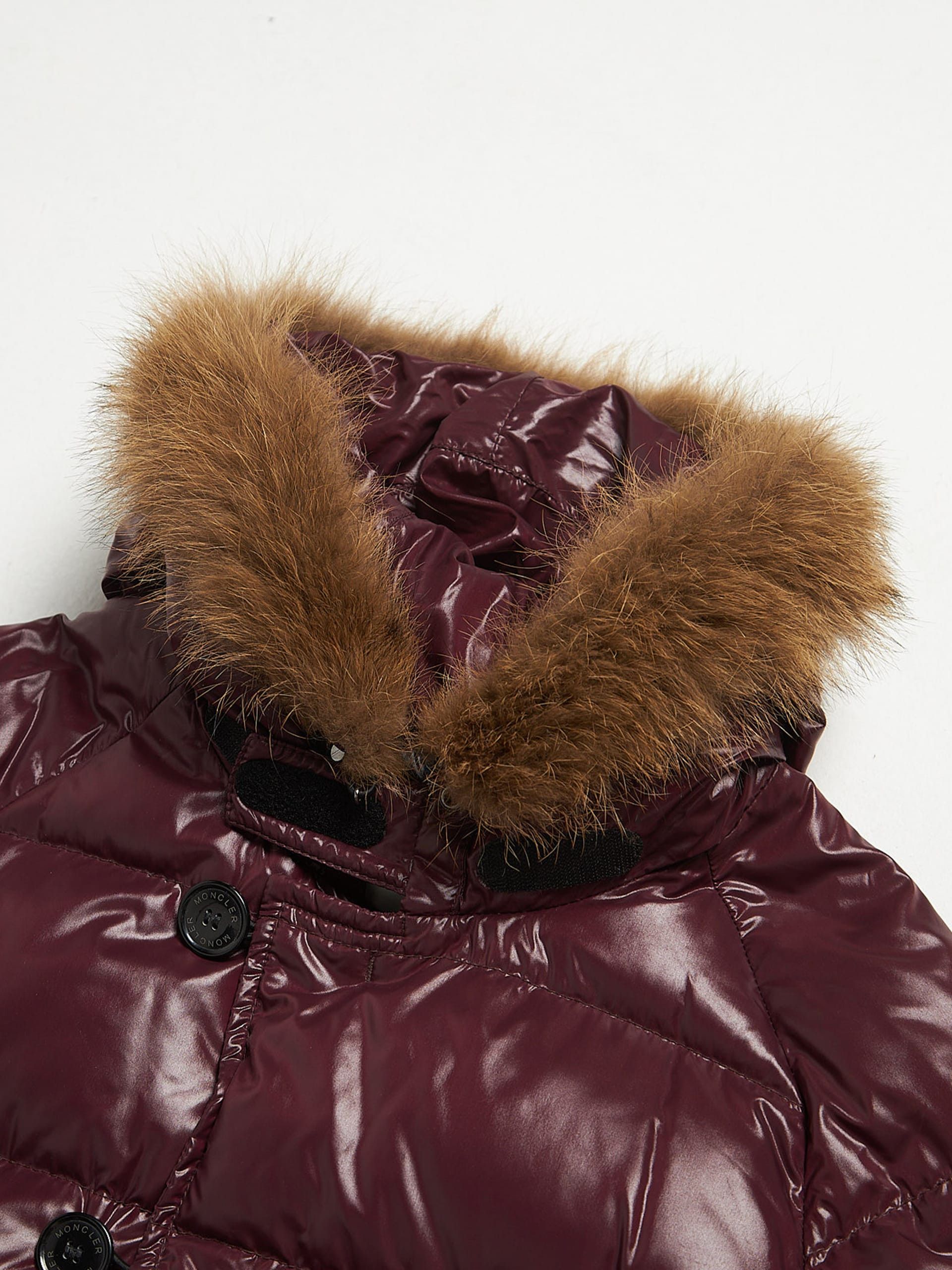 Moncler Burgundy Fur Hooded Polyamide Downjacket Size US L / EU 52-54 / 3 - 3 Thumbnail