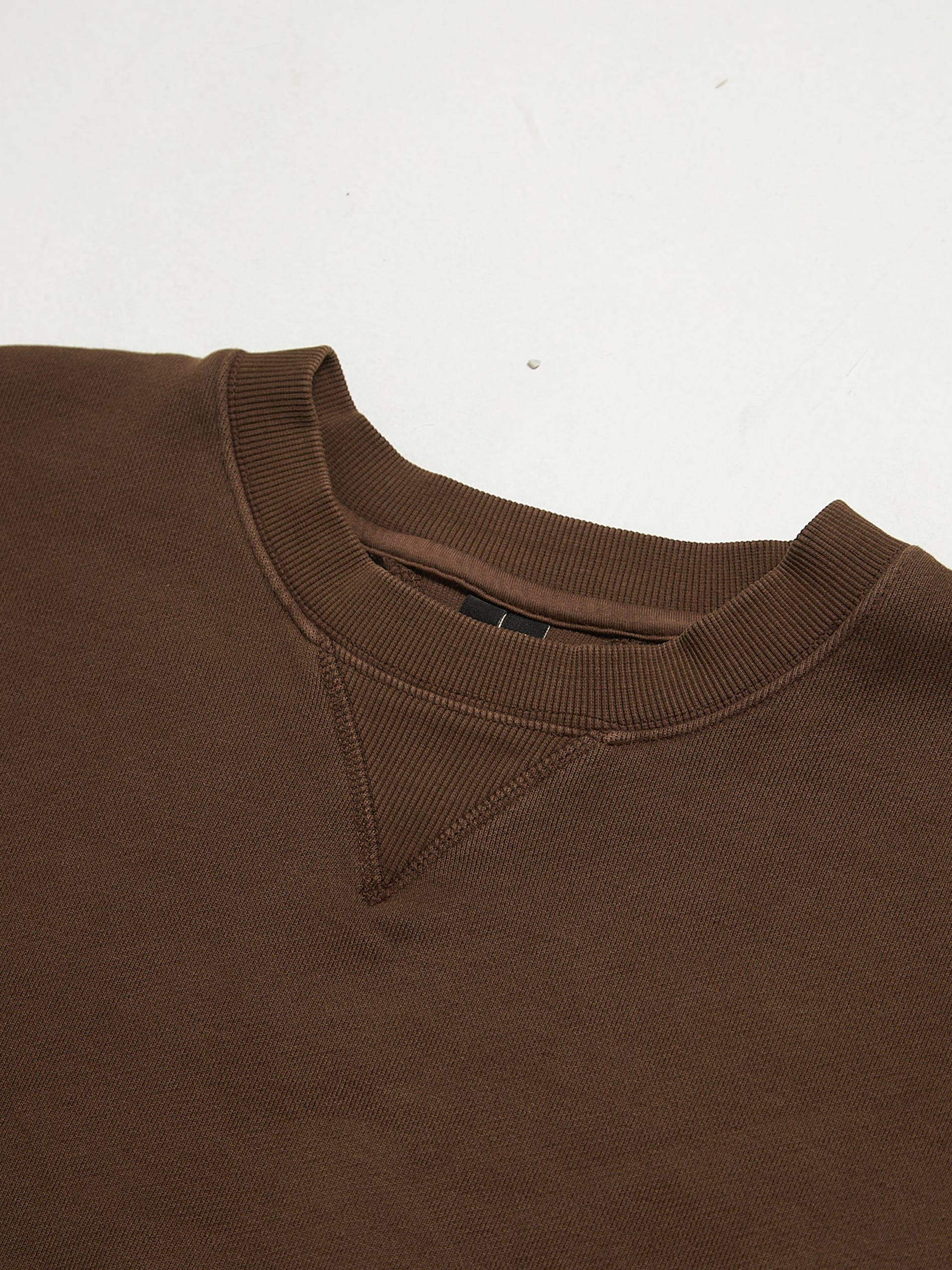 Brown Boxy Crewneck Cotton Sweatshirt