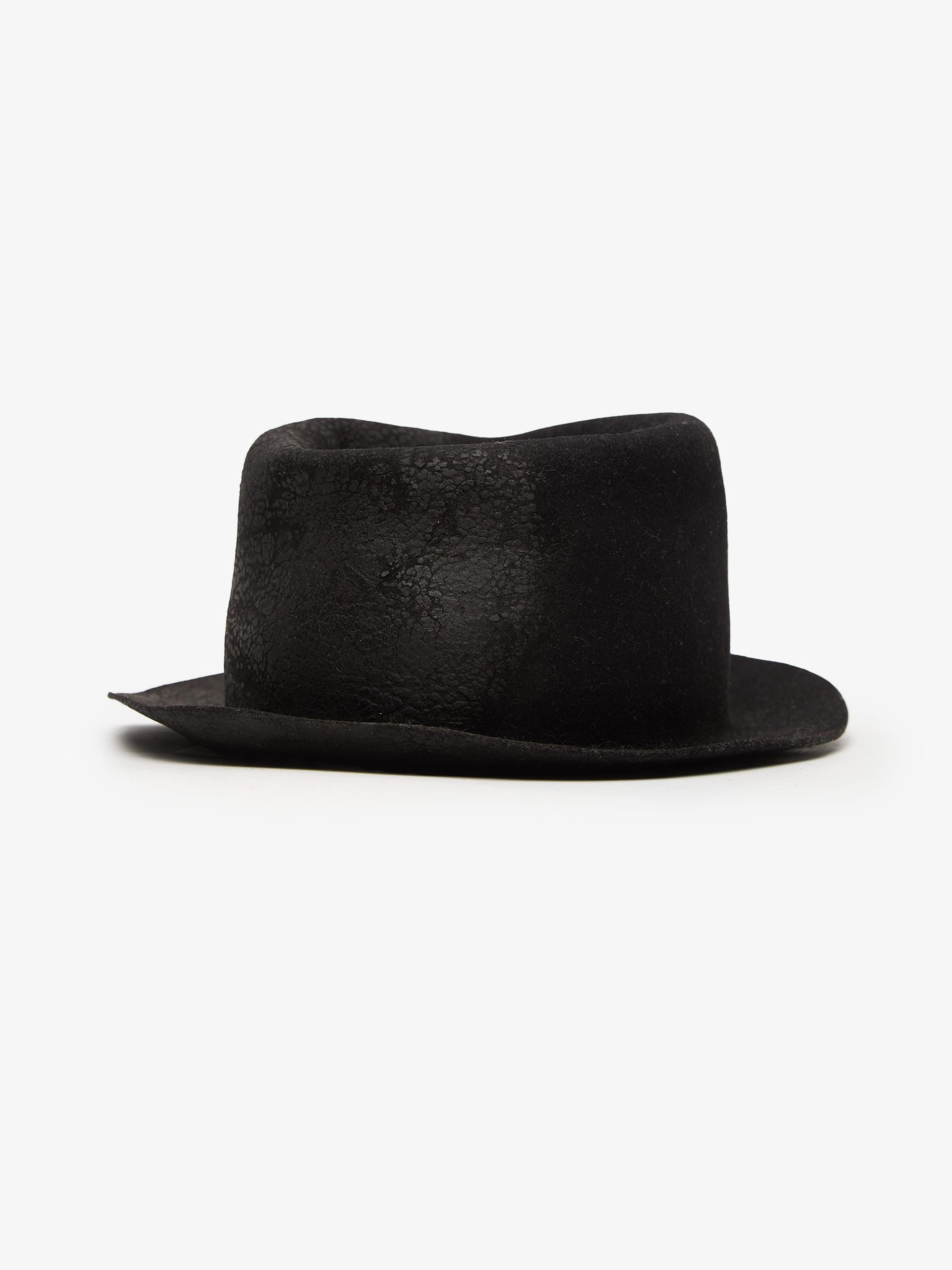 Horisaki Black Waxed Fedora Hat Size ONE SIZE - 3 Thumbnail