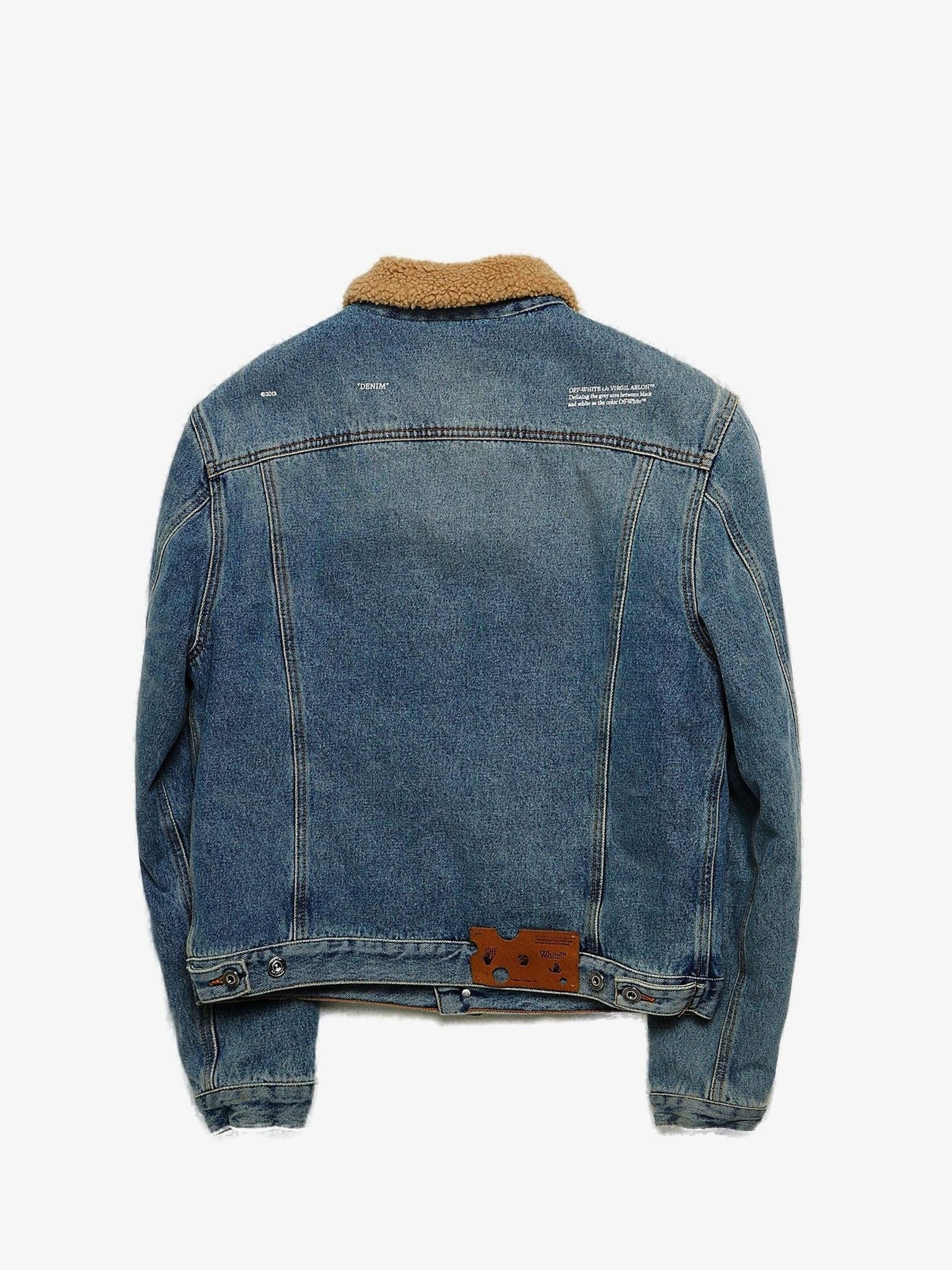 Off-White Blue Fleece Lining Cotton Denim Jacket Size US M / EU 48-50 / 2 - 2 Thumbnail