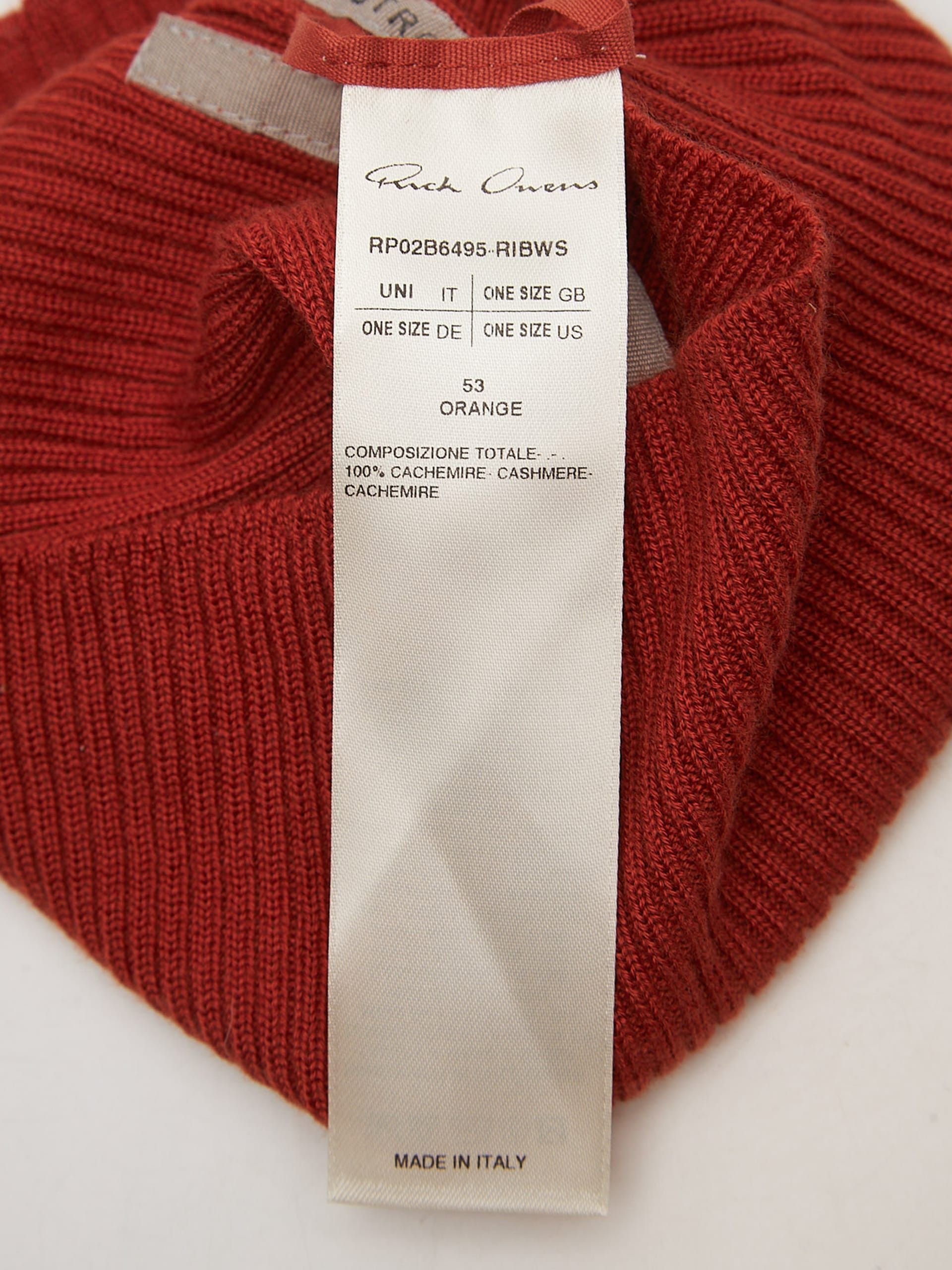 Rick Owens Orange Cashmere Beanie Size ONE SIZE - 3 Thumbnail