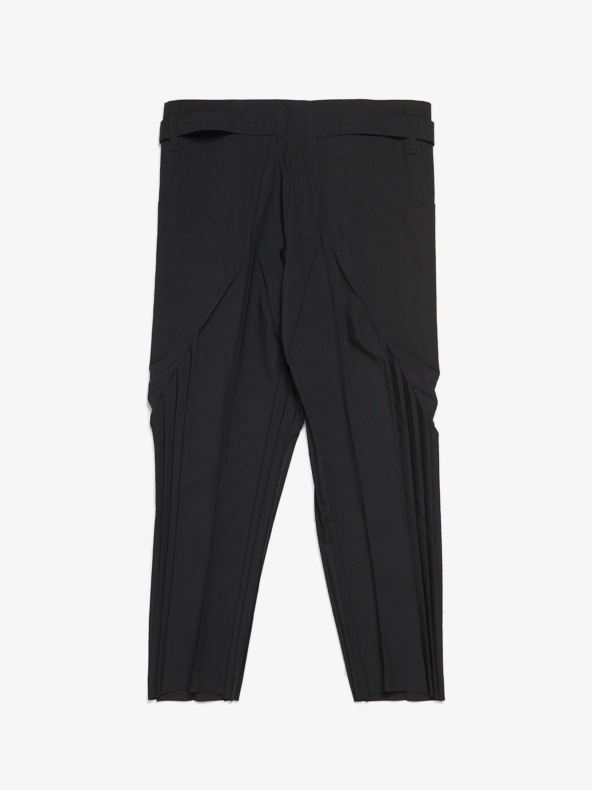 Issey Miyake Black Belted Plissed Polyester Trousers Size US 34 / EU 50 - 2 Thumbnail
