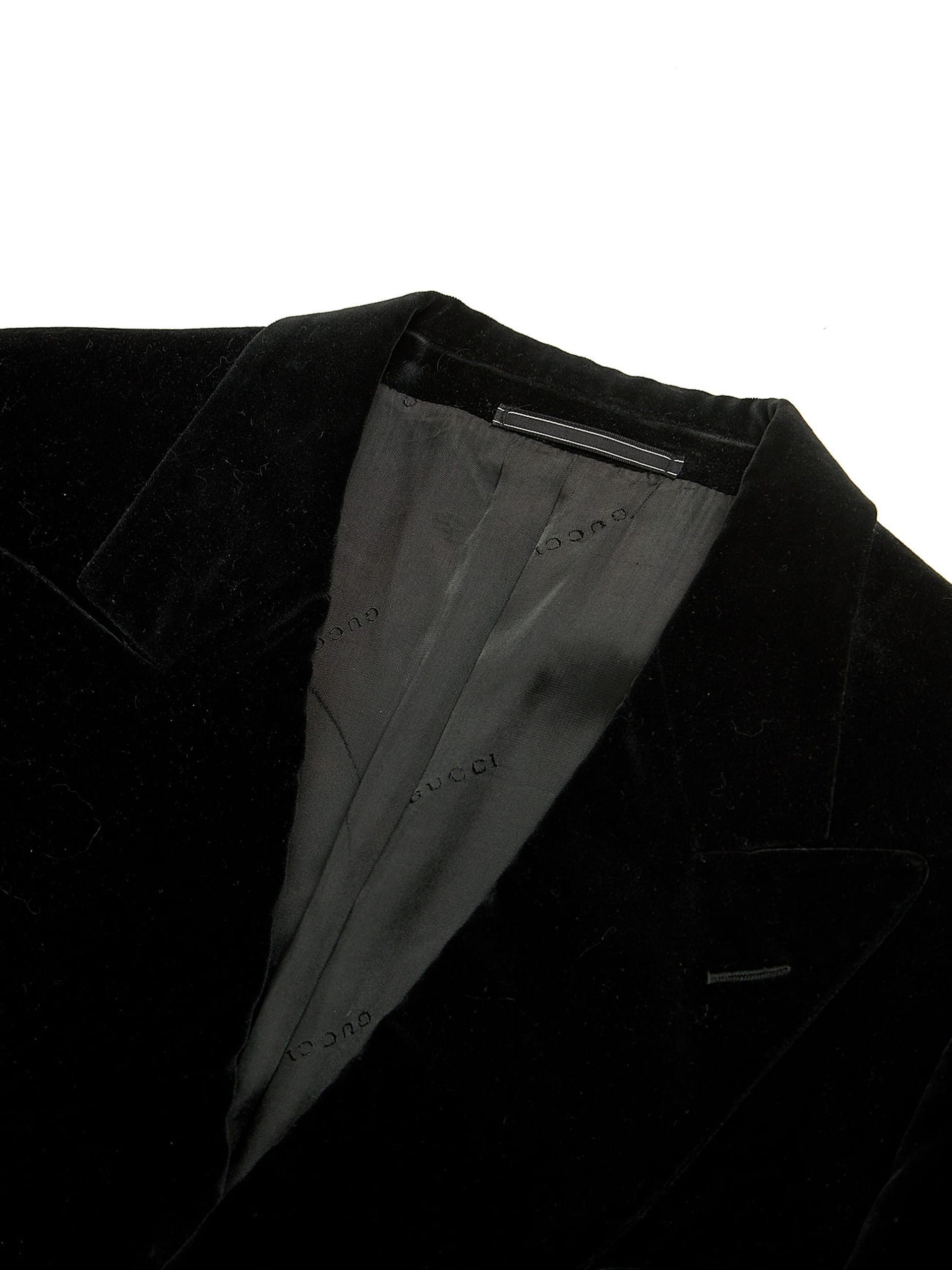 Gucci Black Velour Cotton Blazer Jacket Size US M / EU 48-50 / 2 - 3 Thumbnail