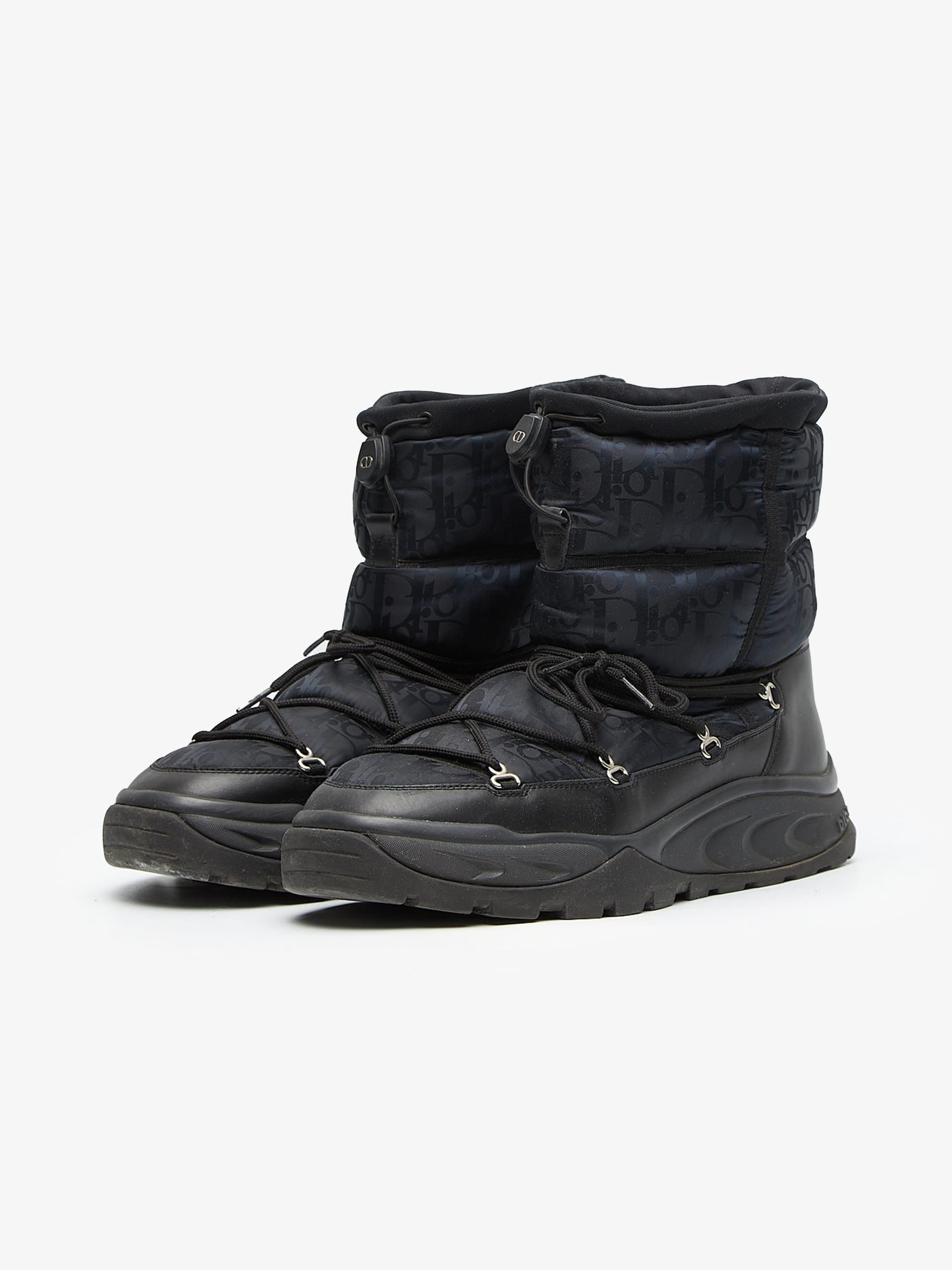 Dior Black and Navy Monogram Moon Boots Size US 12 / EU 45 - 2 Thumbnail