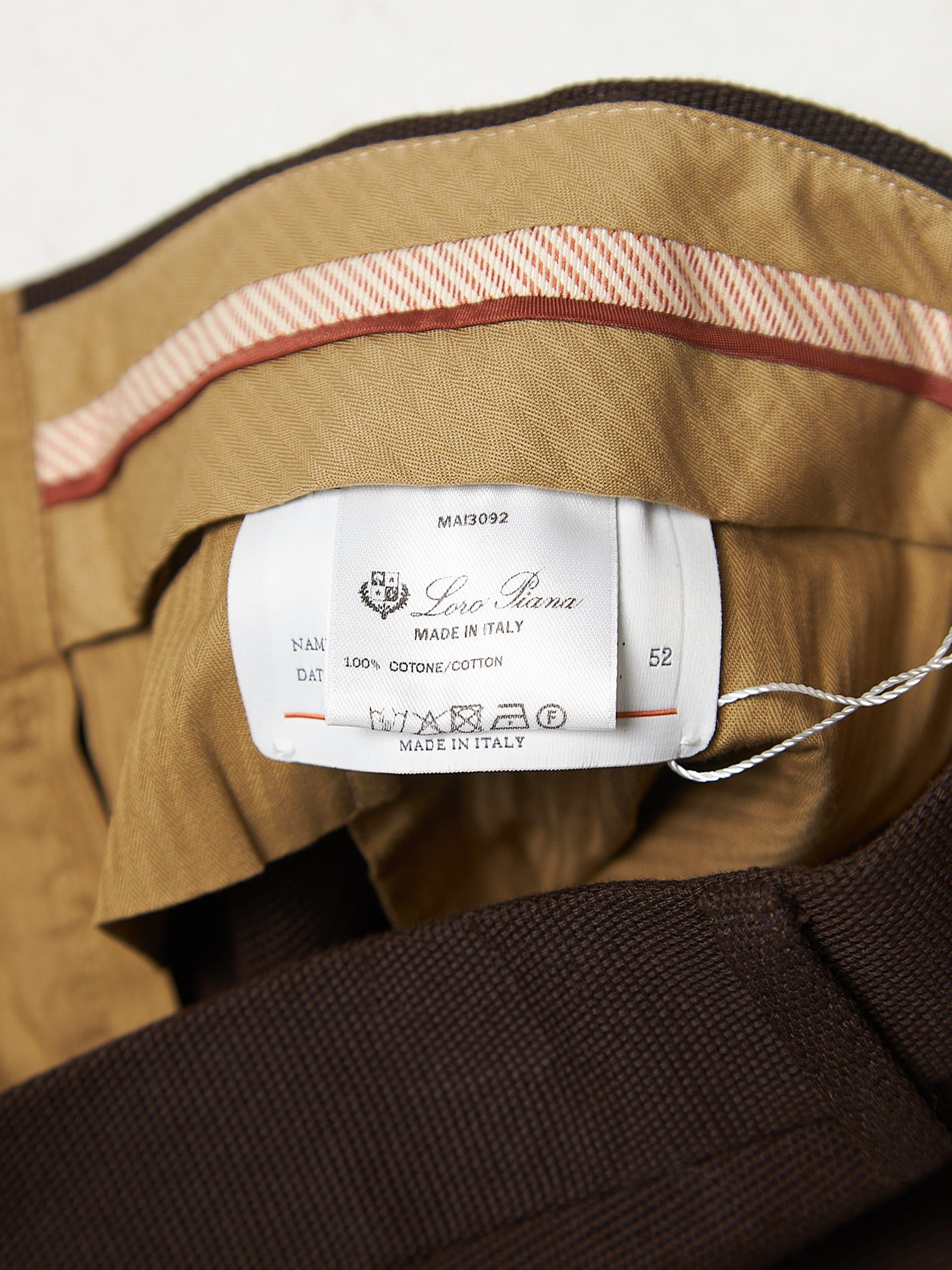 Loro Piana Brown Pleated Dense Cotton Trousers Size US 34 / EU 50 - 4 Thumbnail
