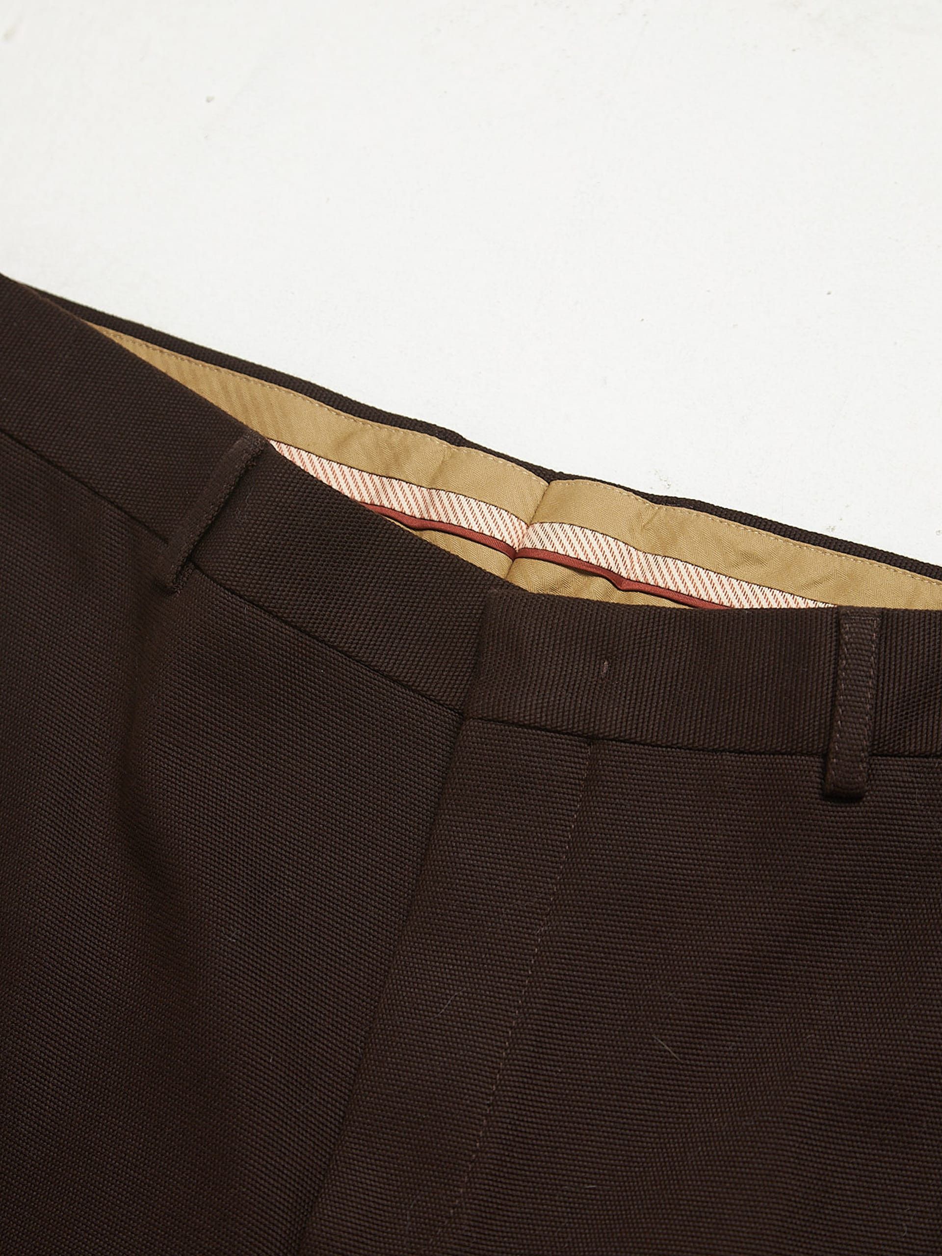 Loro Piana Brown Pleated Dense Cotton Trousers Size US 34 / EU 50 - 3 Thumbnail