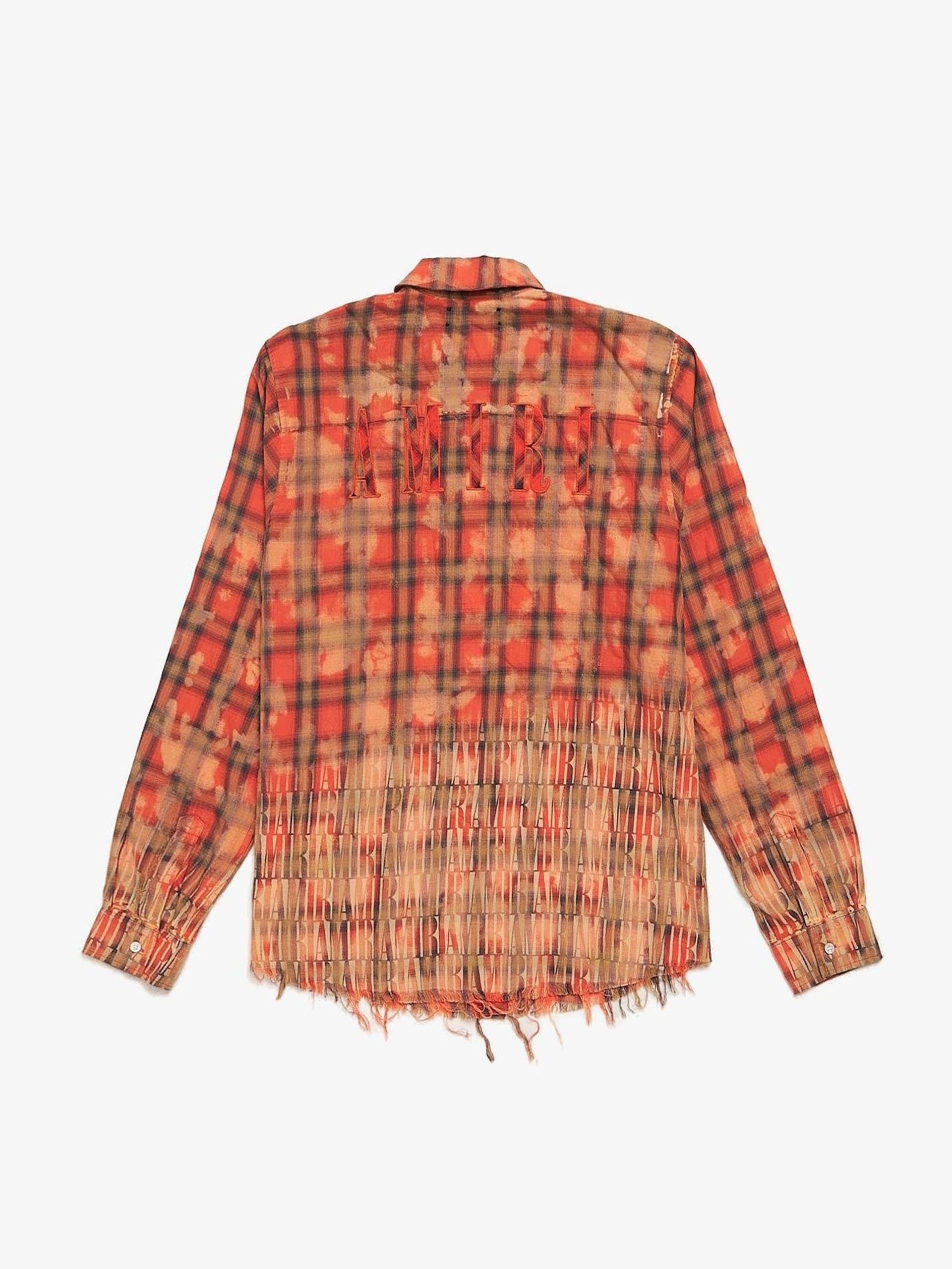 Amiri Orange Checkered Back Logo Embroidered Raw Edge Overshirt Size US L / EU 52-54 / 3 - 2 Thumbnail
