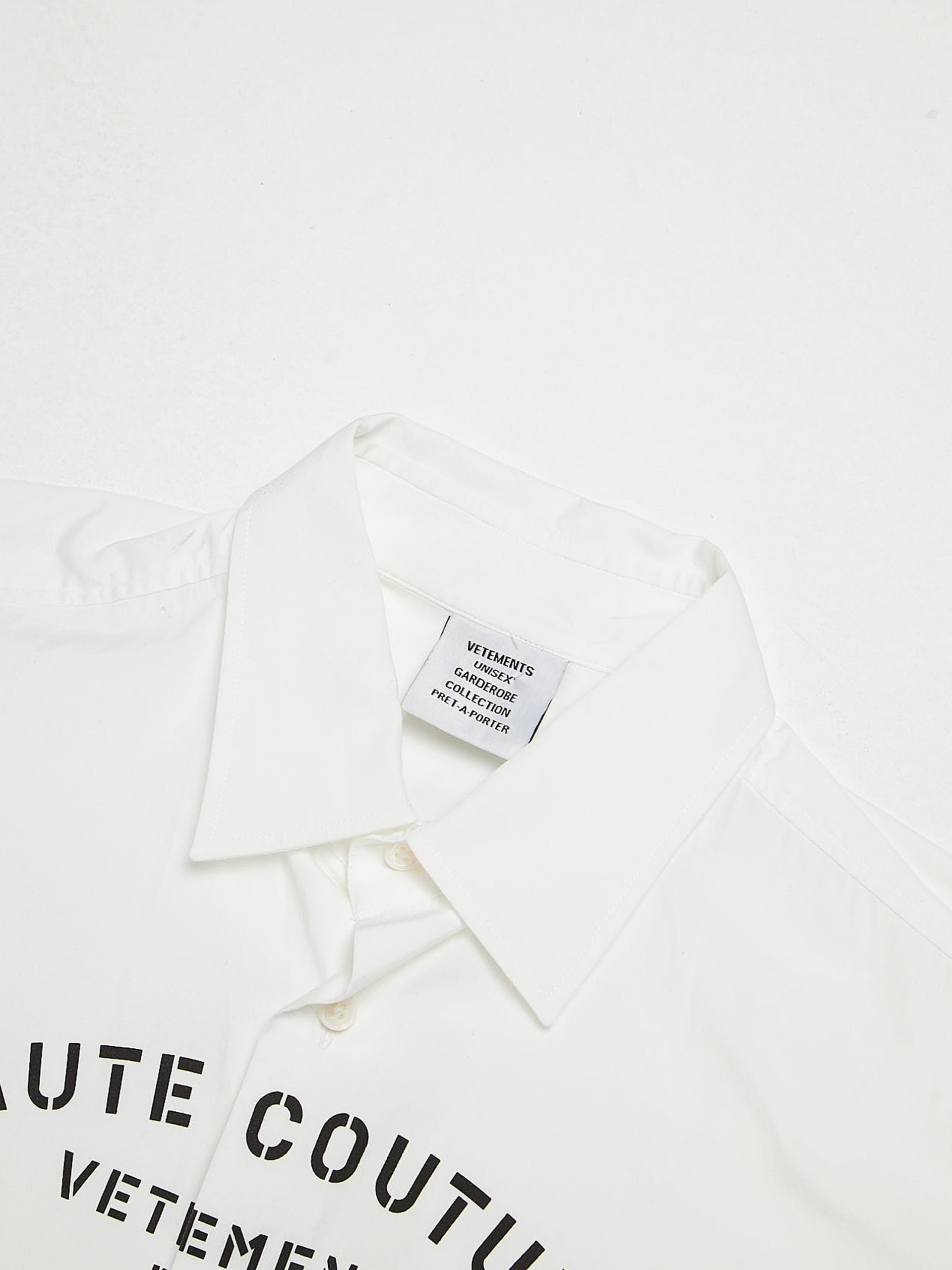 Vetements White Front and Back Text Printed Oversized Cotton Overshirt Size US S / EU 44-46 / 1 - 2 Thumbnail