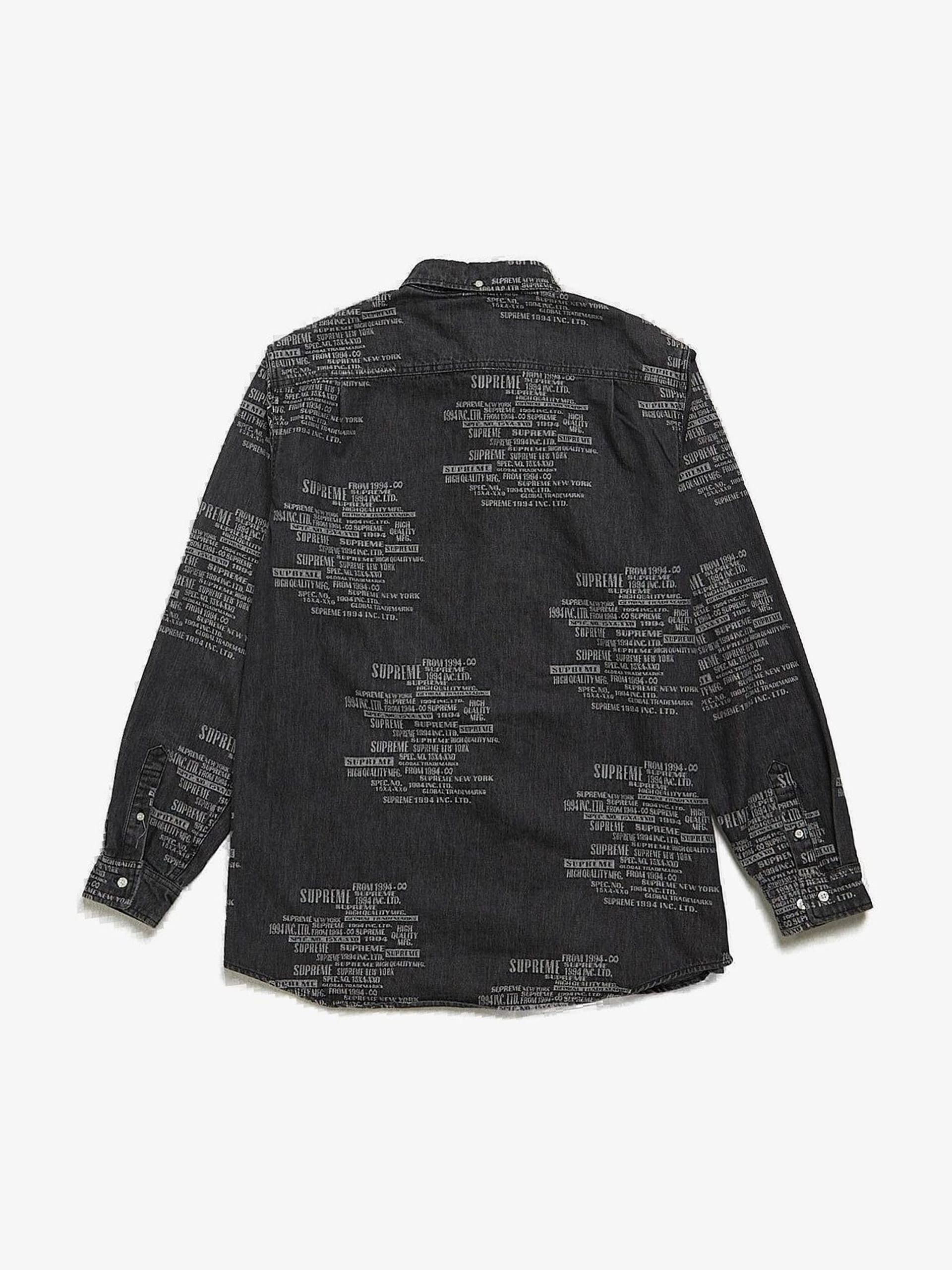 Supreme Dark Gray Writings Embroidered Cotton Overshirt Size US XL / EU 56 / 4 - 2 Thumbnail